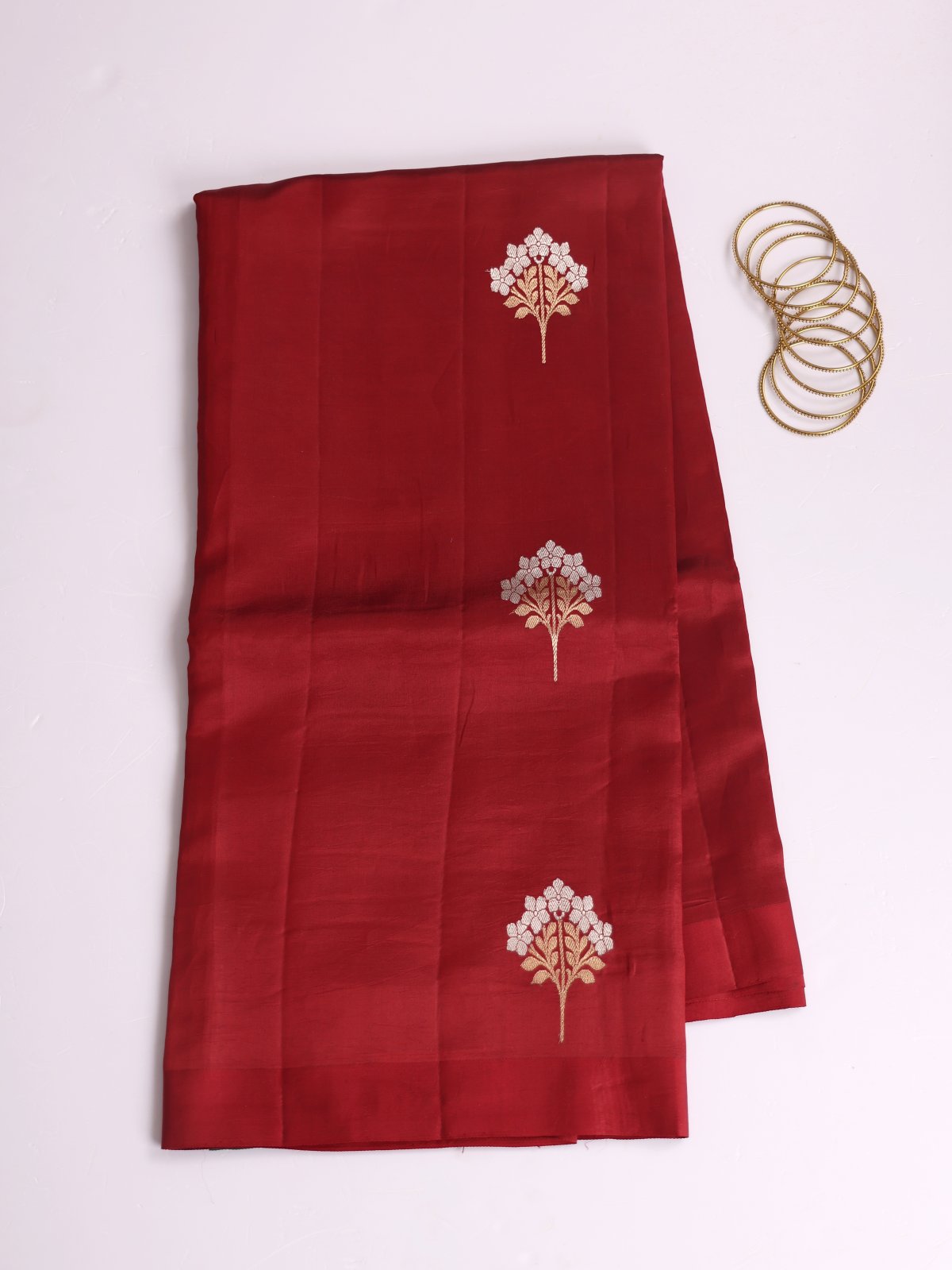 Maroon Mashru Silk Saree With Satin Border