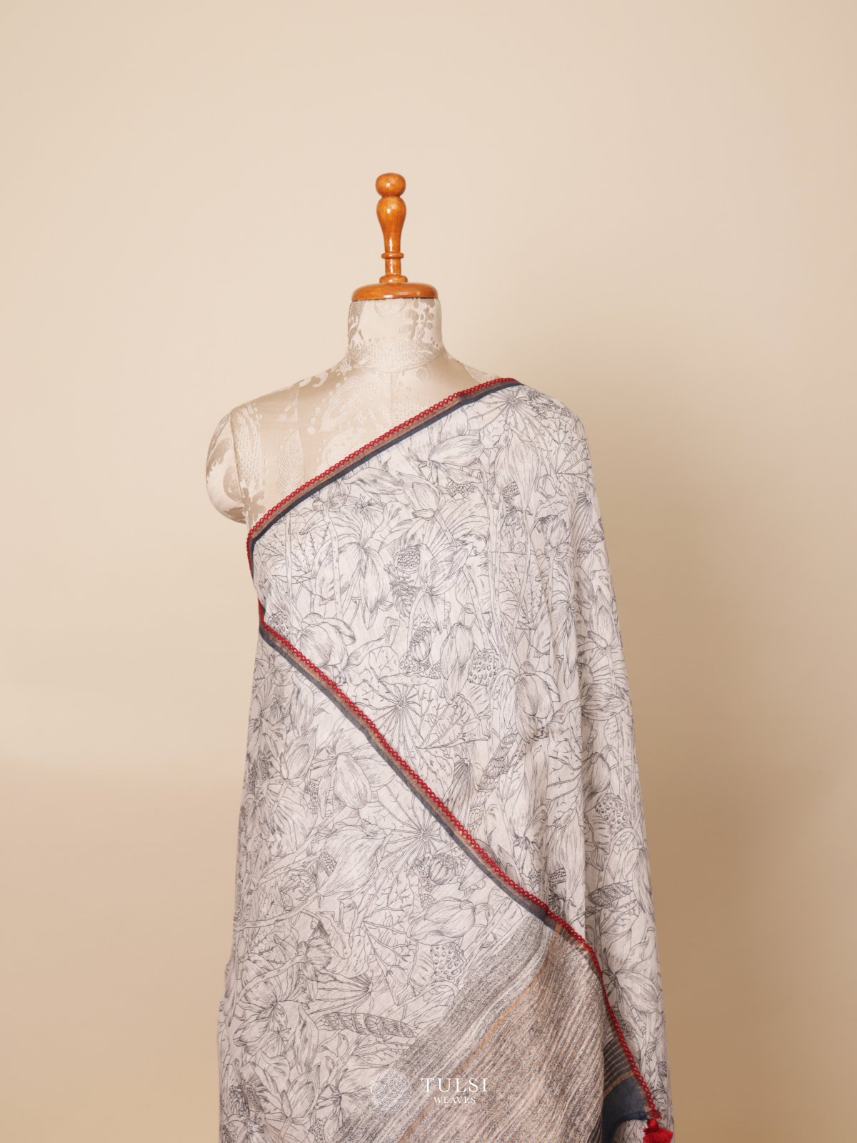 Off-White Linen Saree