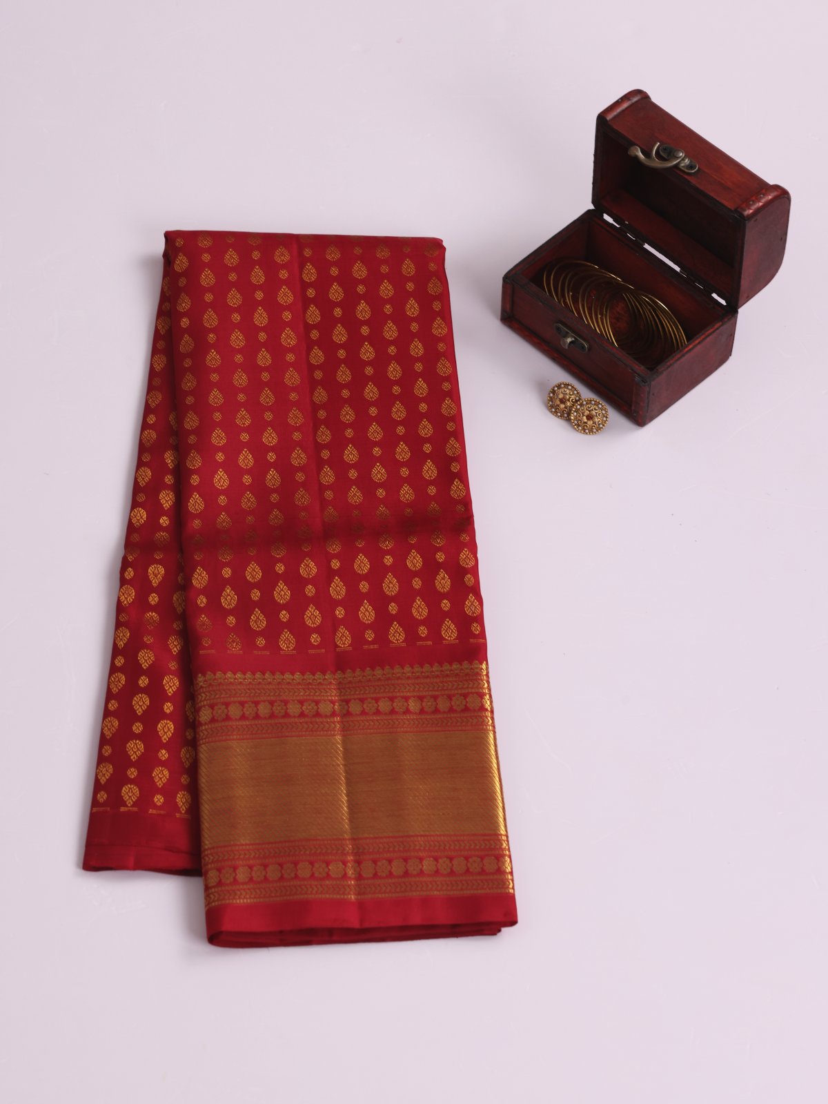 Maroon Kanjeevaram Silk Pavadai With Zari Border