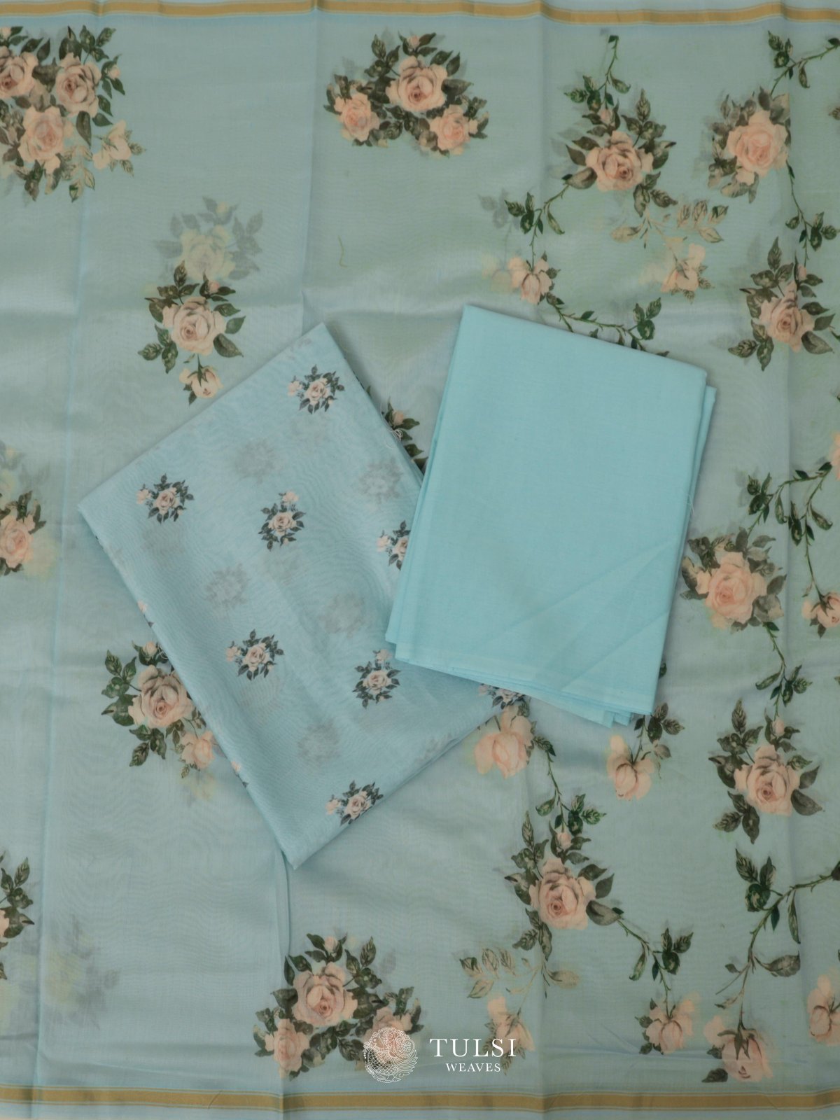Light Blue Chanderi Salwar Material