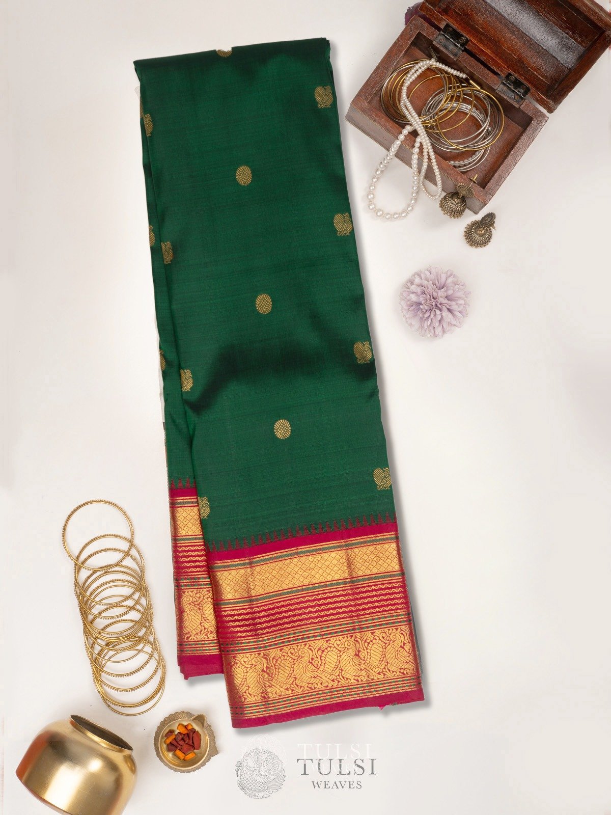 Green Kanjeevaram silk saree