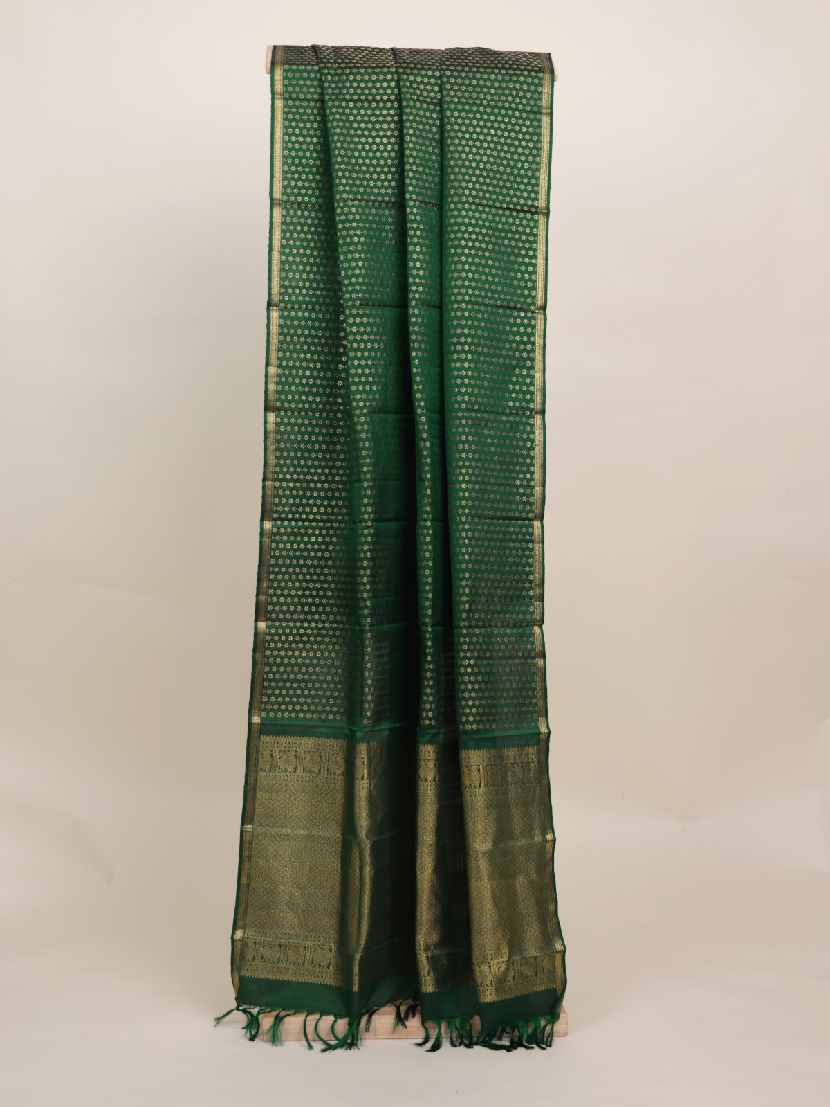 Bottle Green Kanjeevarm Silk Dupatta 