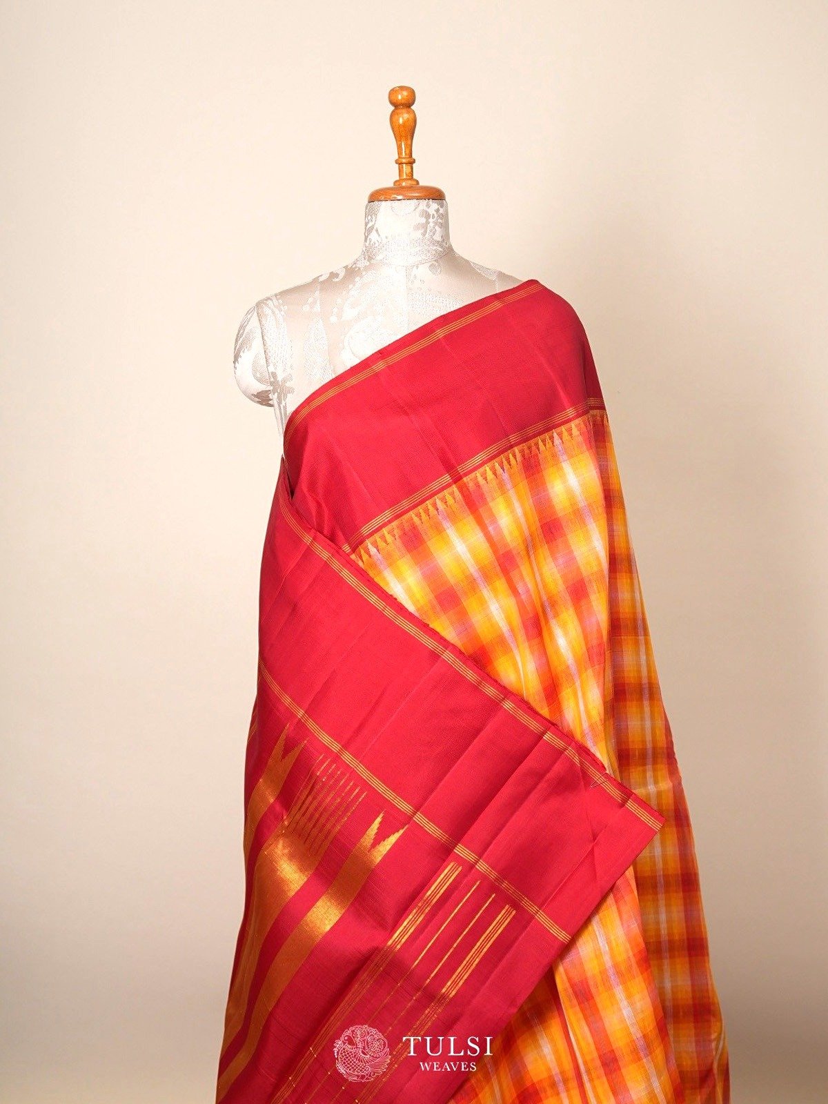 Multi Color Linen Kanjeevaram Silk Saree