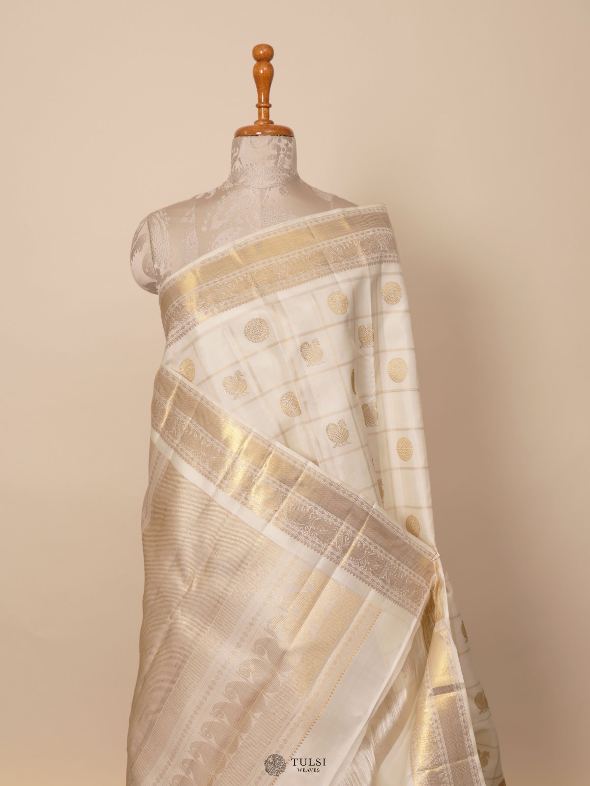 White Kanjeevaram Silk Saree