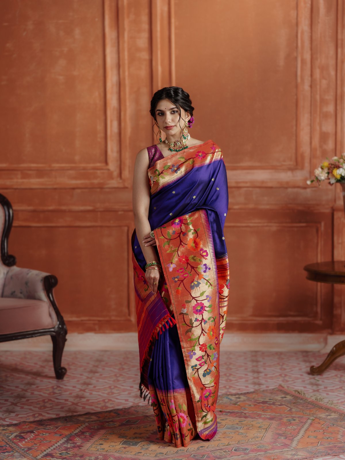 Curated 13 - Dark Purplish Blue Paithani Silk Saree