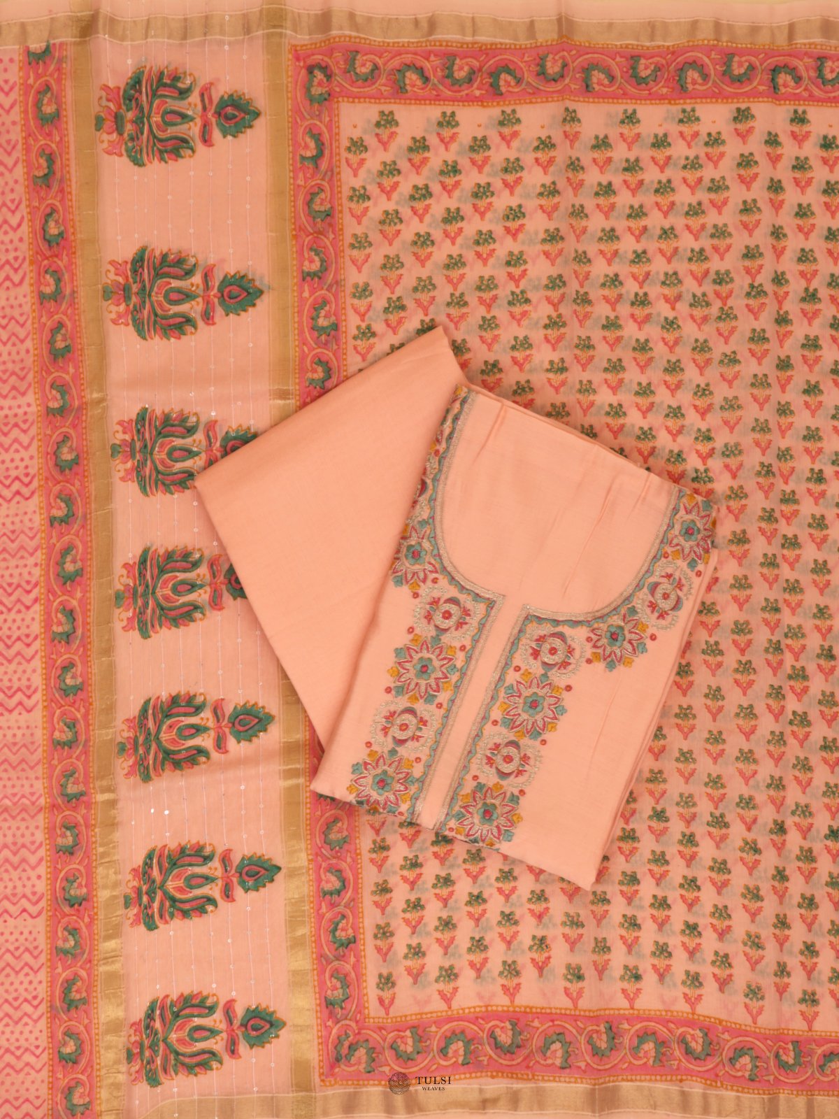 Peach Semi Silk Salwar Material