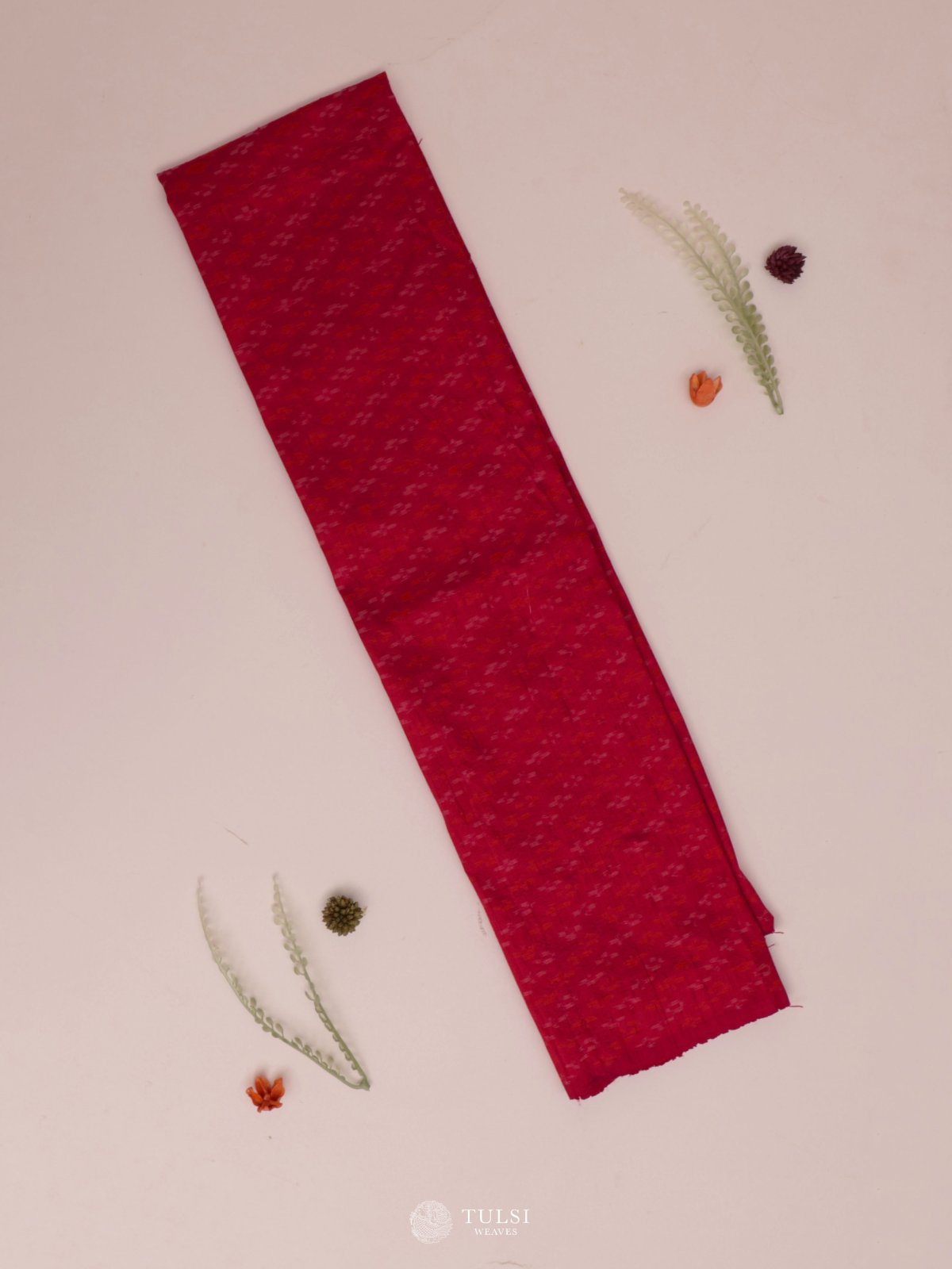 Red Ikat Raw Silk Blouse 