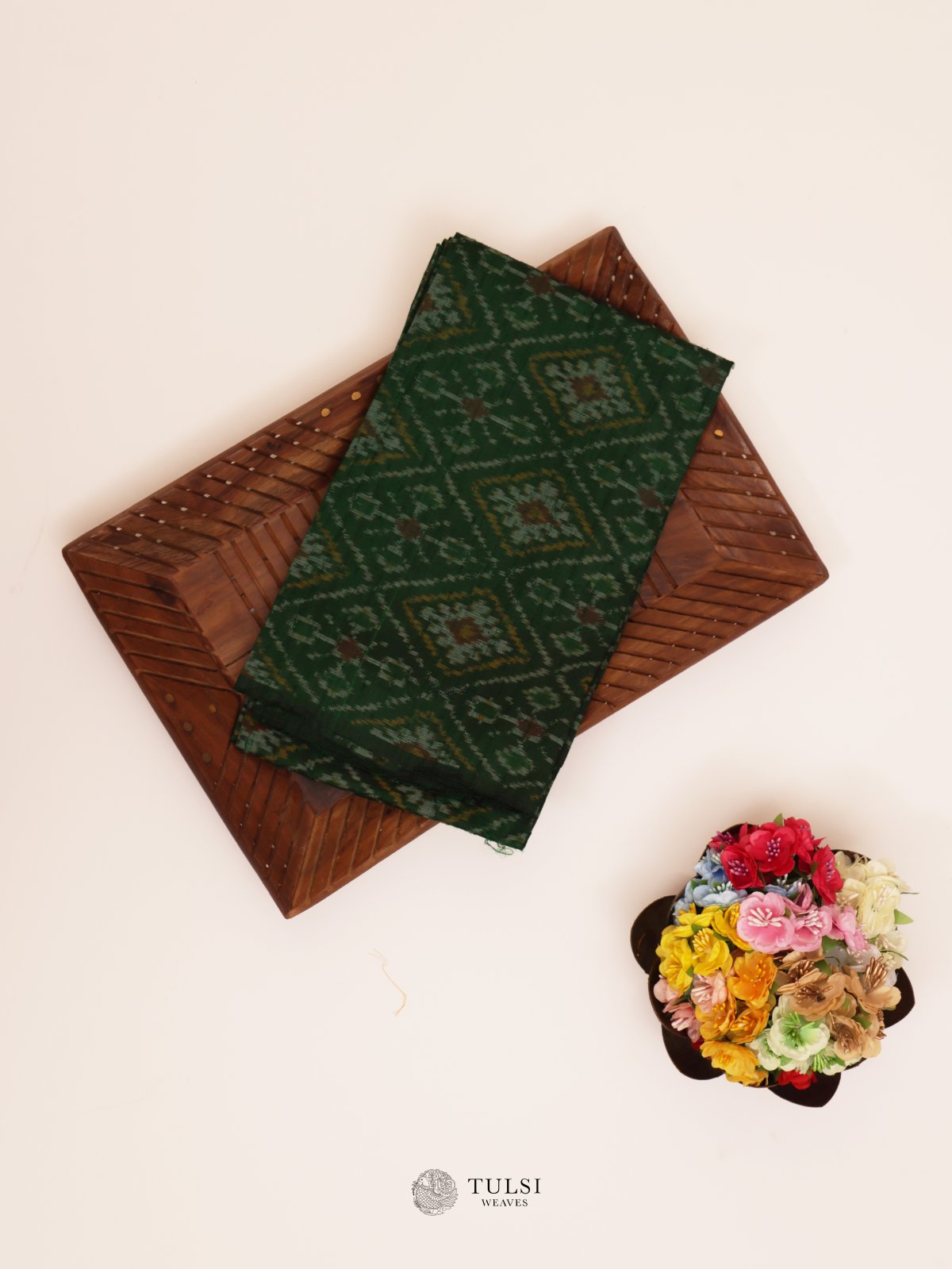 Green Ikat Silk Blouse