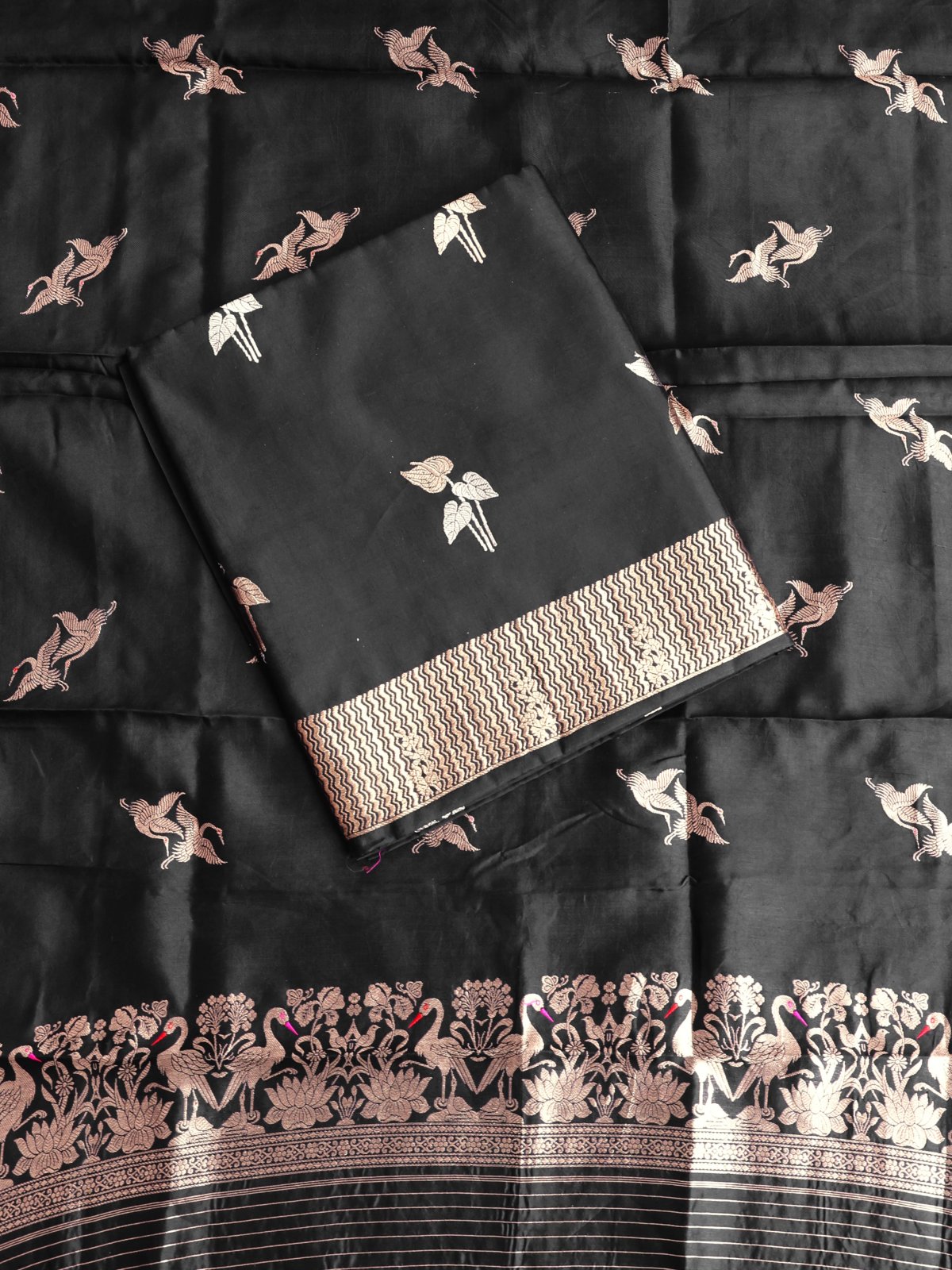 Black Banaras Silk Salwar Material