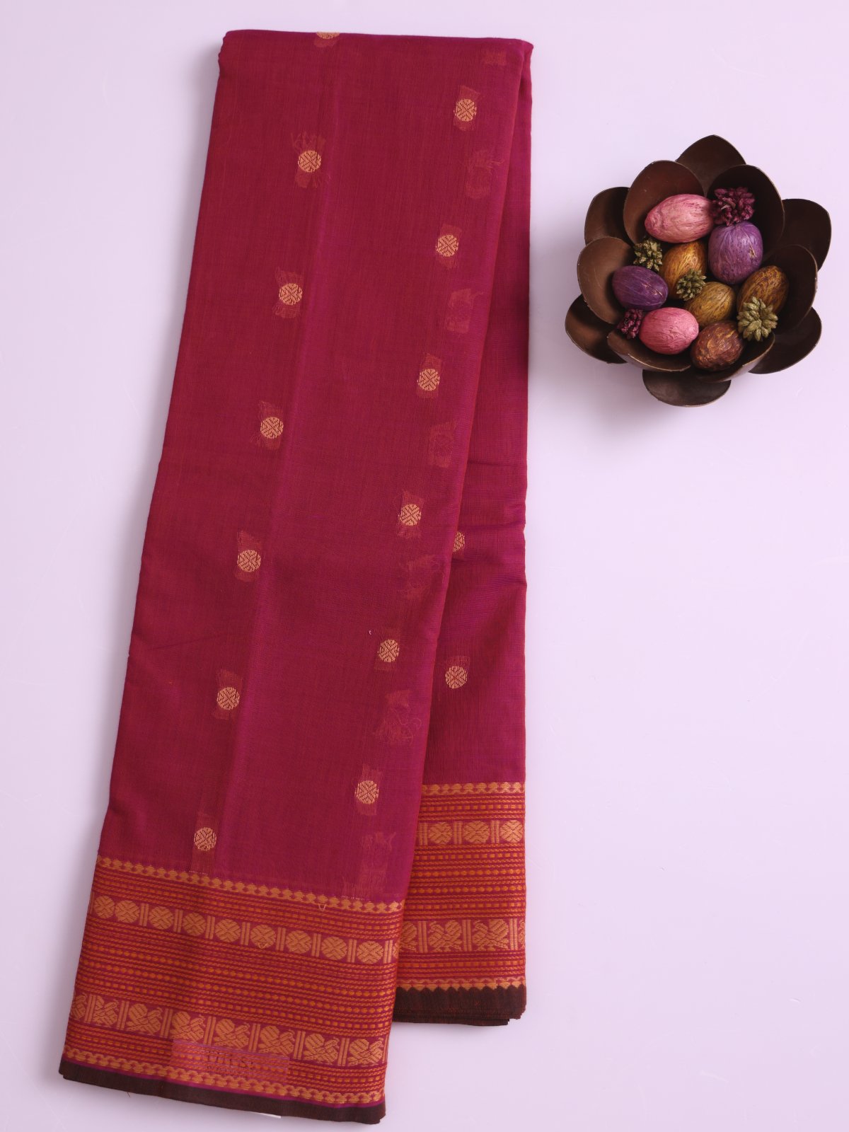 Dark Magenta Kanchi Cotton Saree