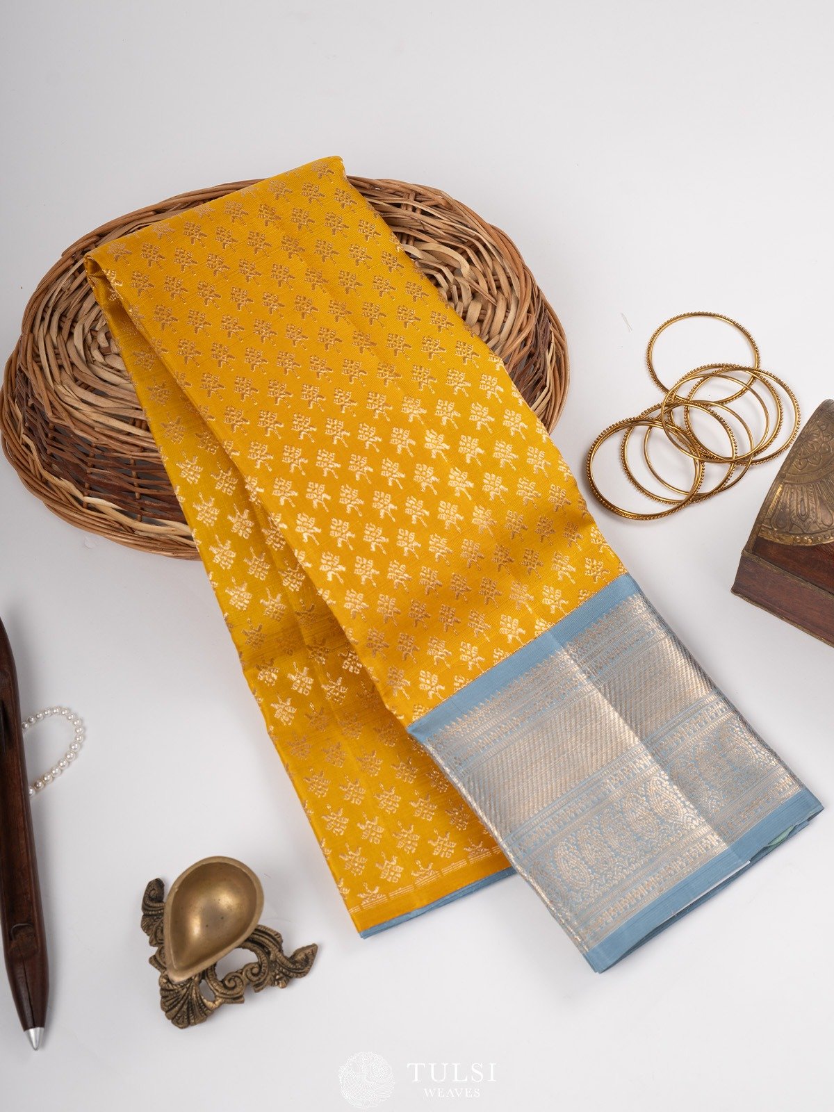 Mustard Kanjeevaram Silk Pavadai