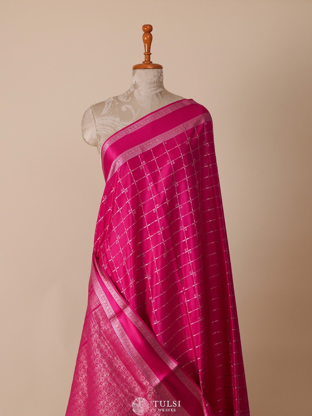 Light Pink Mysore Silk Saree with Rettapet Border