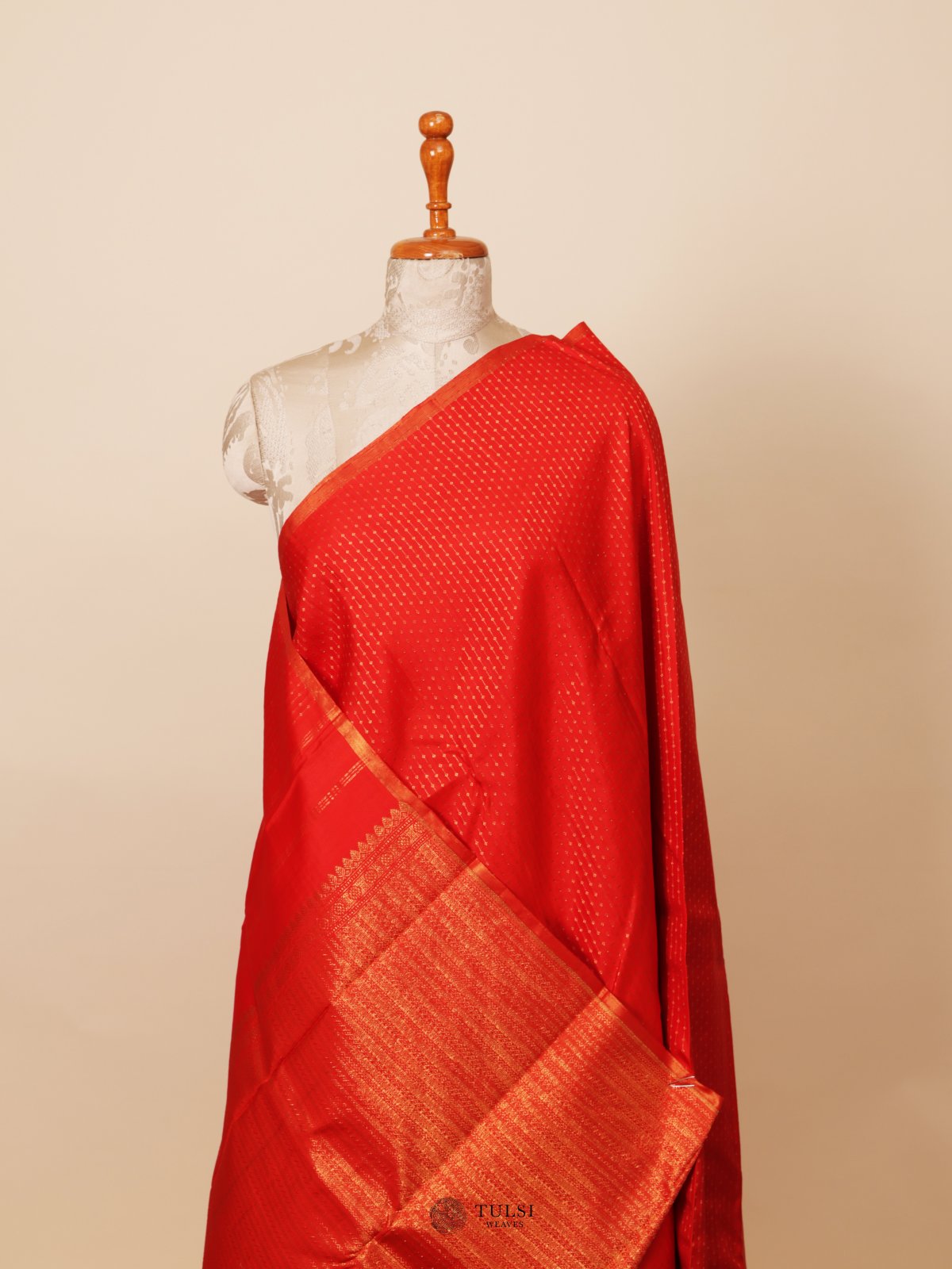 Dark Orange Kanjeevaram Silk Saree