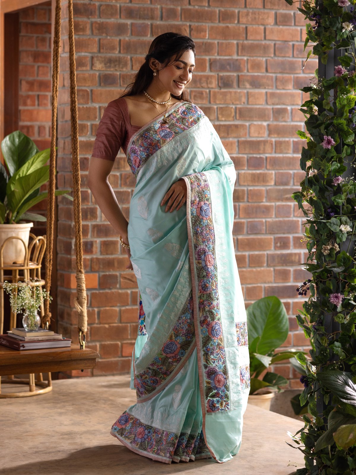 Light Blue Banaras Silk Saree