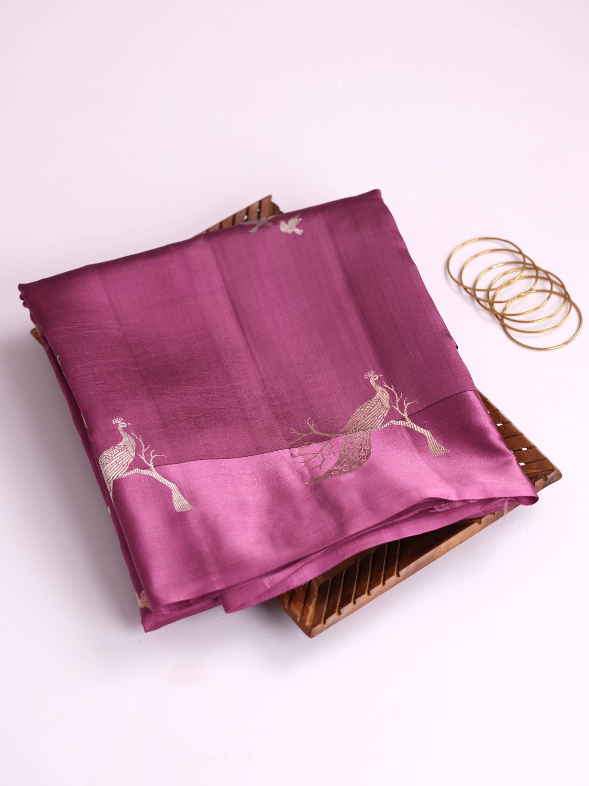 Mauve Mashru Silk Saree With Satin Border