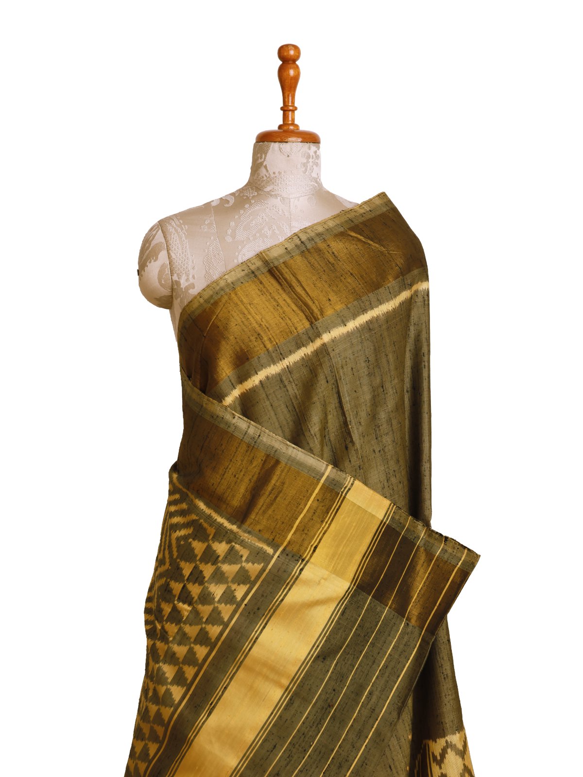 Greyish Brown Patola Silk Saree