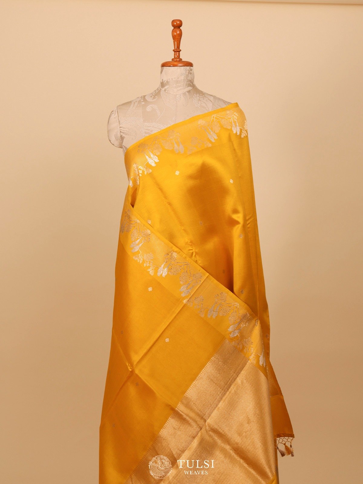 Mustard Mashru Silk Saree