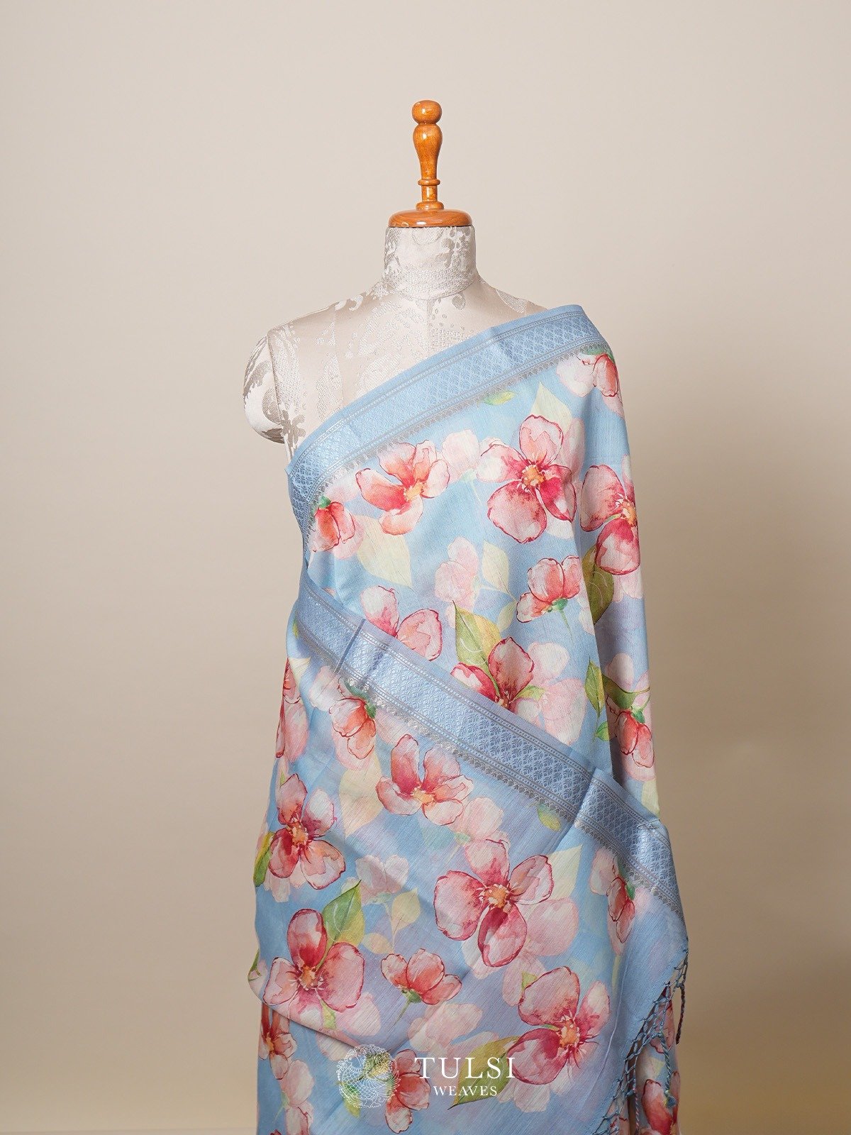 Arctic Blue Munga Silk Saree