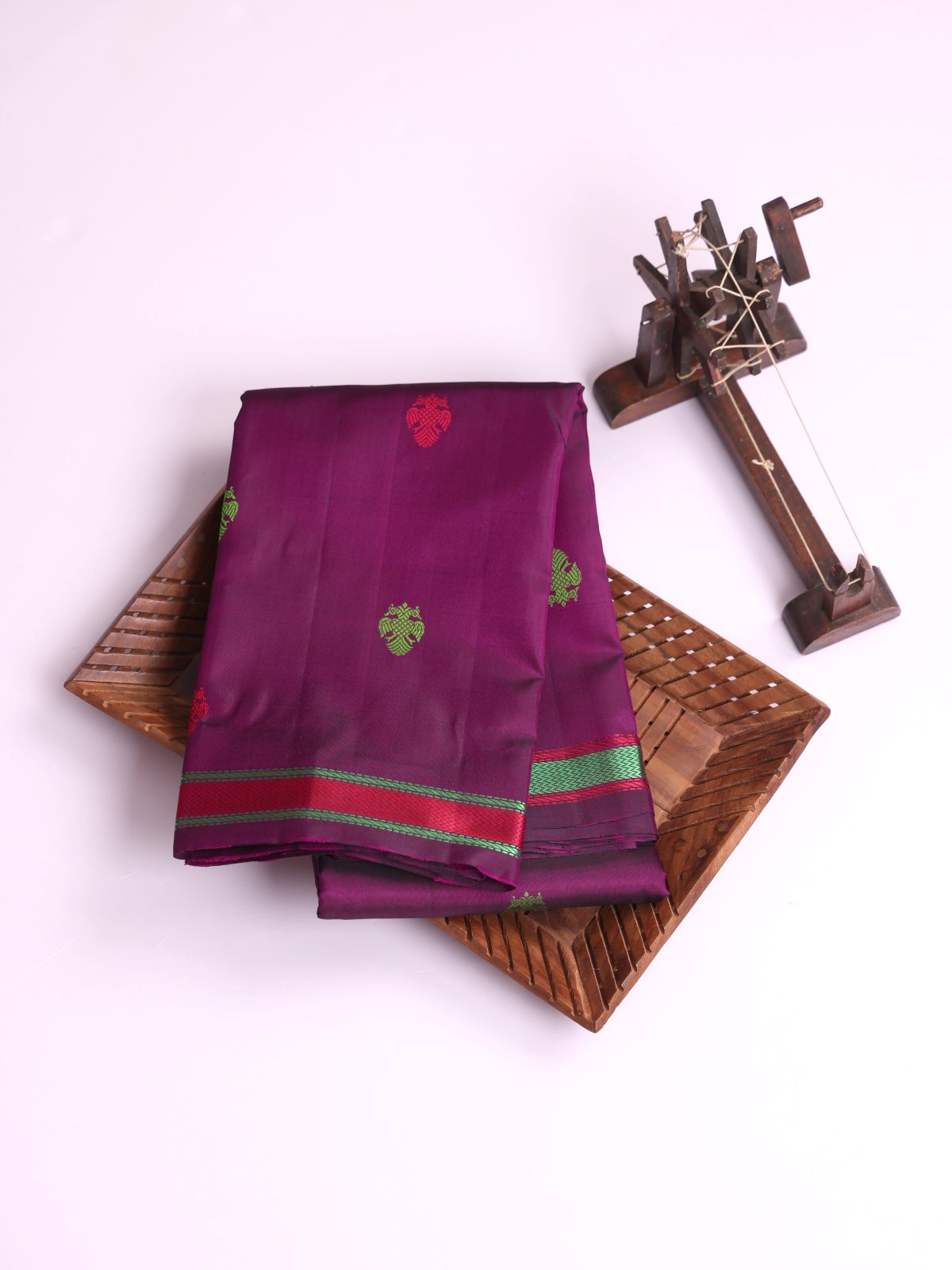 Dark Purple Kanjeevaram Pattu Pettu Silk Saree