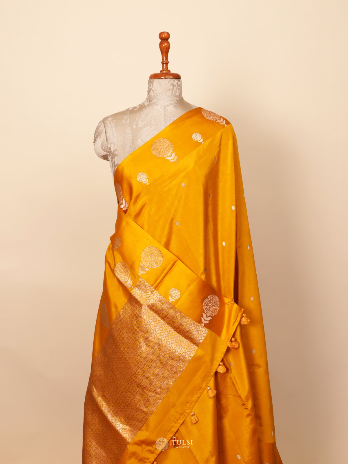 Yellow Mashru Silk Saree