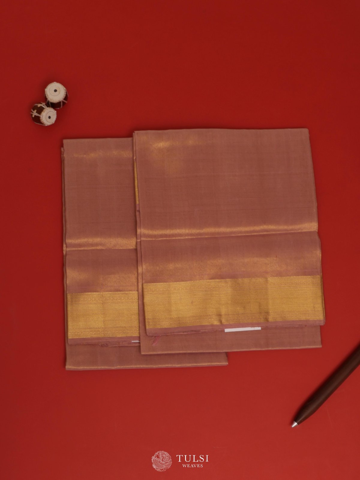 Mauve Silk Dhoti And Vasthram With Gold Self Zari Border