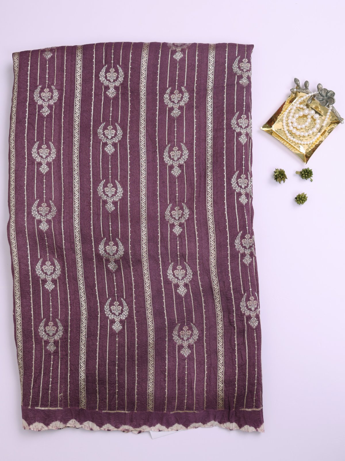 Dusty Lavender Banaras Tussar Georgette Silk Saree