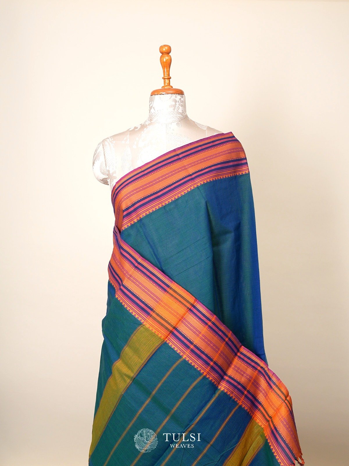 Peacock Green Kanchi Cotton Saree
