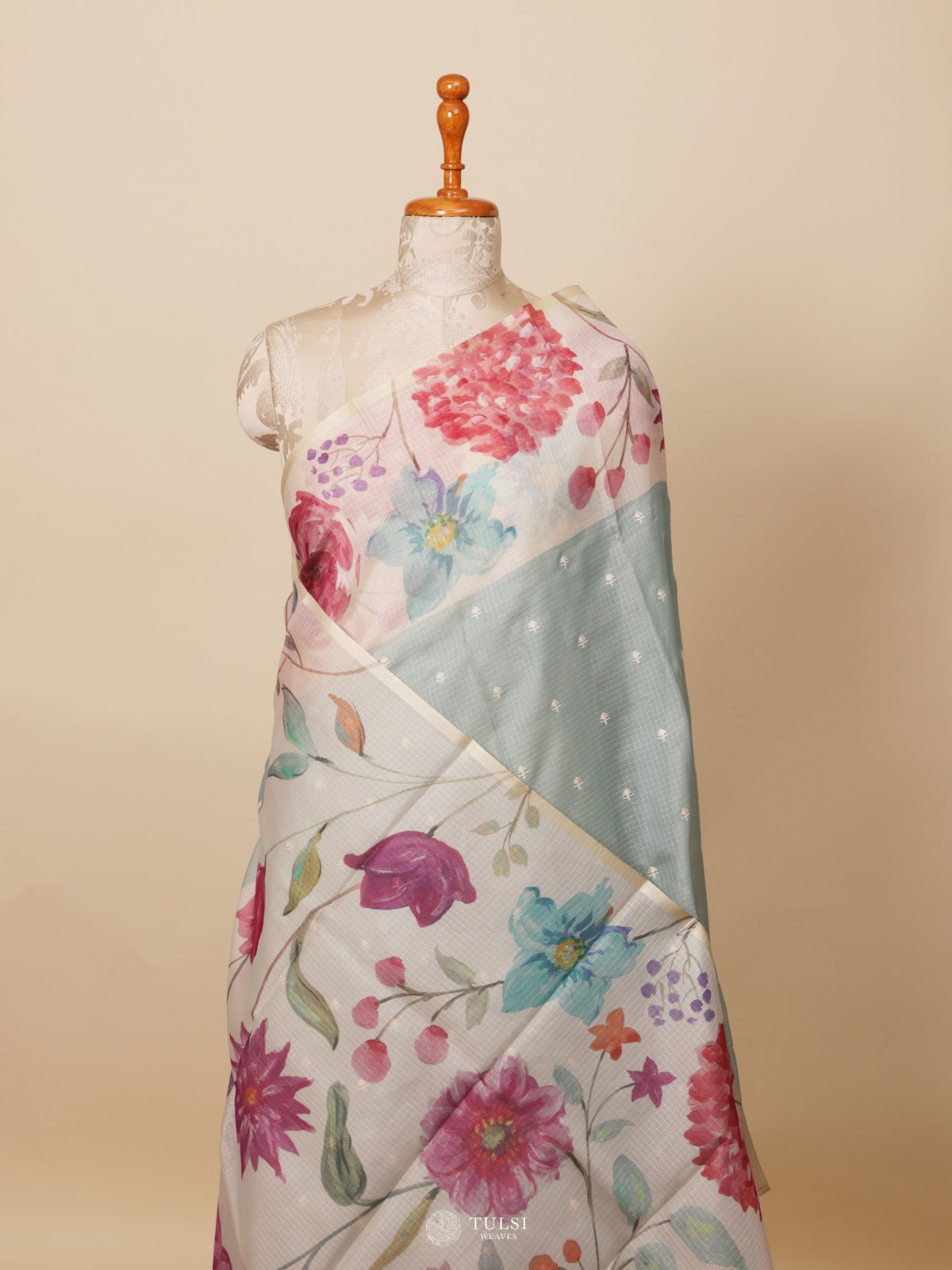Light Blue Semi Kota Saree