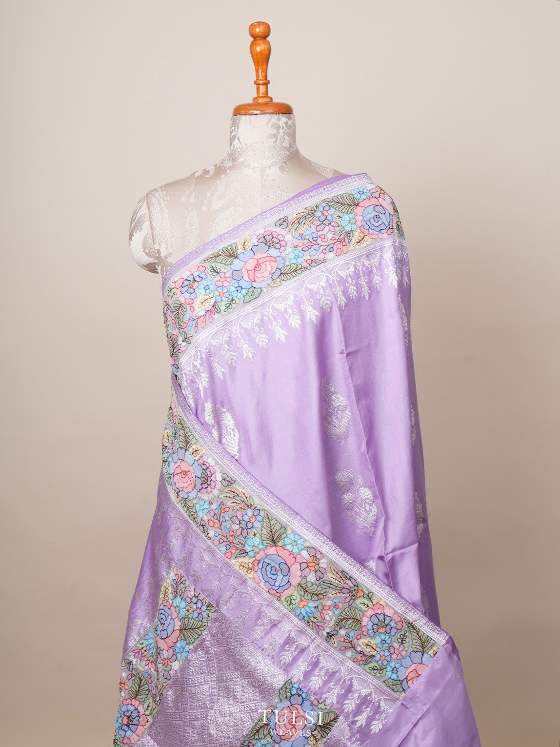 Lilac Banaras Silk Saree