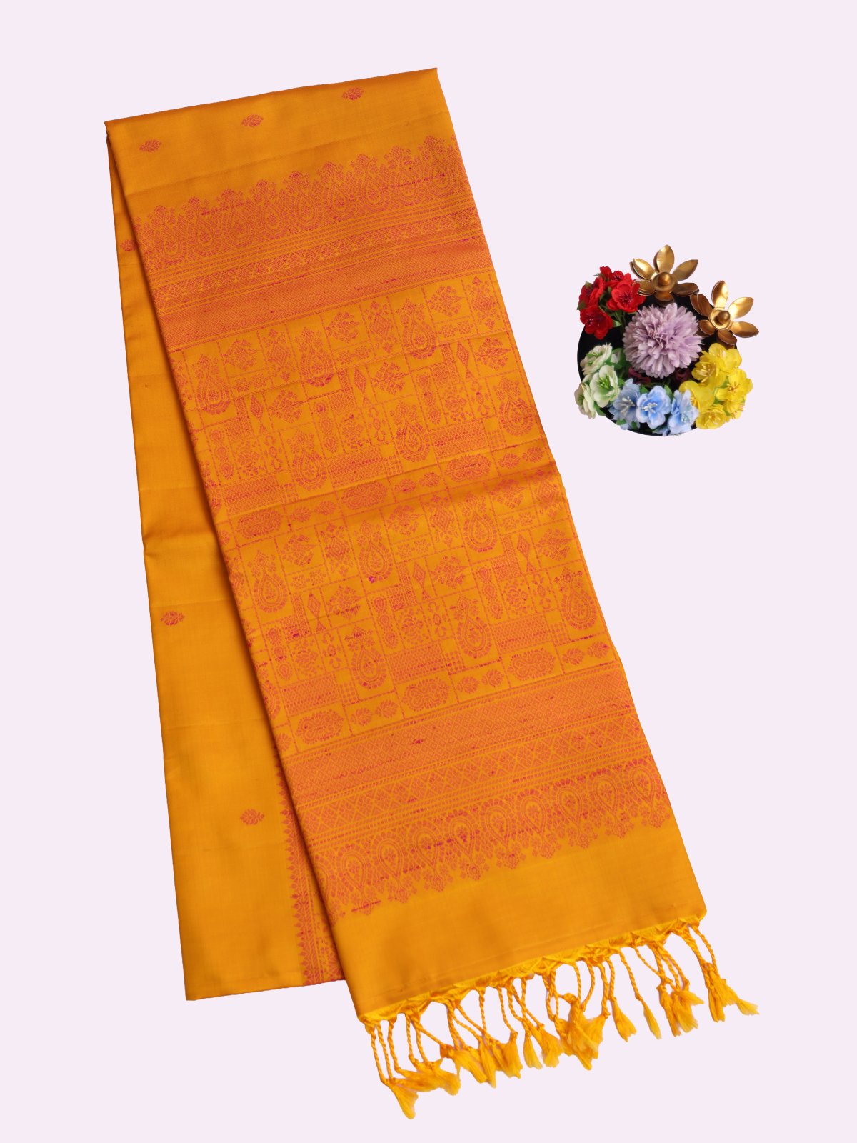 Mustard Yellow Soft Silk Saree 