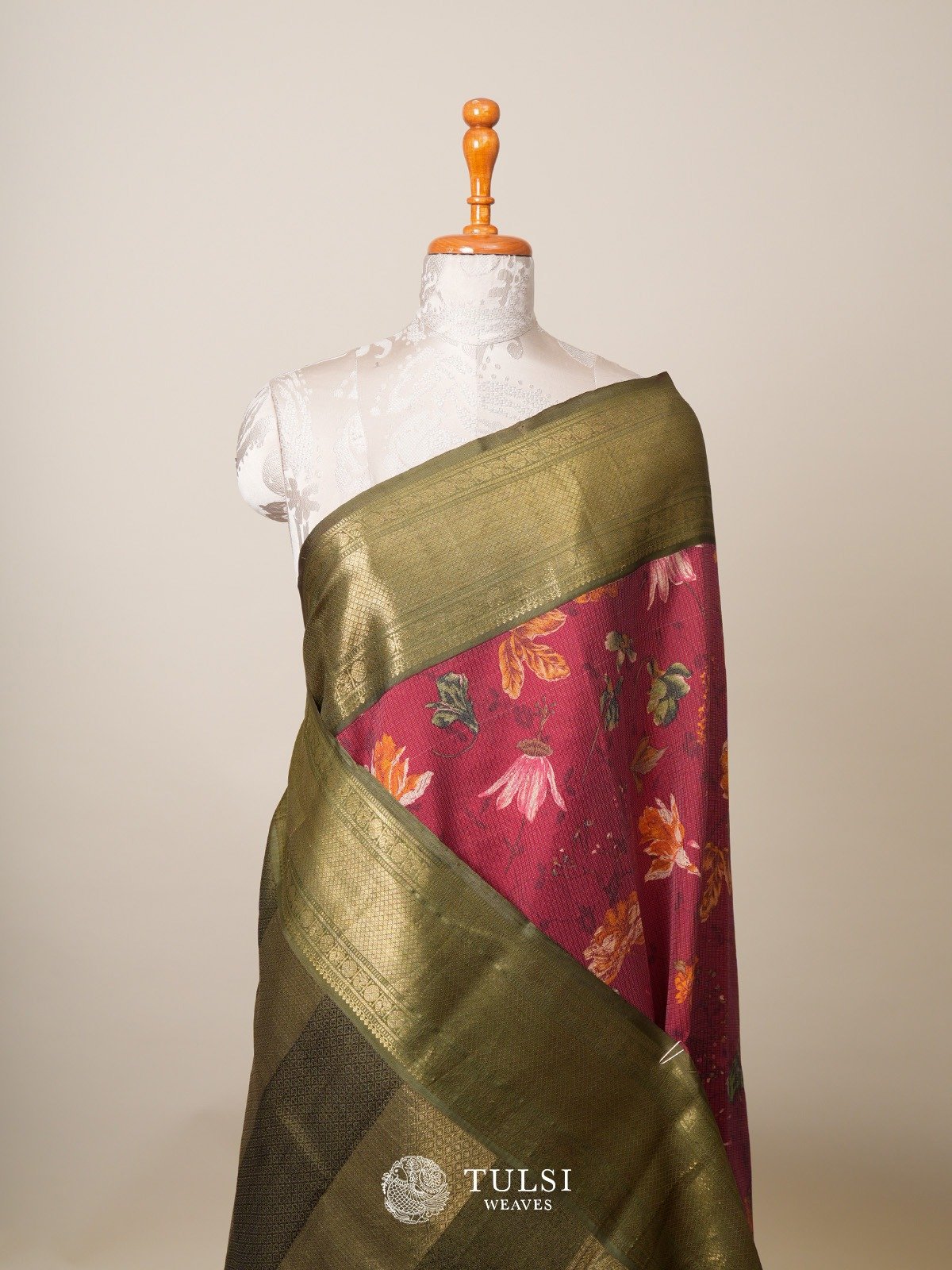 Maroon Kota Kanjeevaram Silk Saree