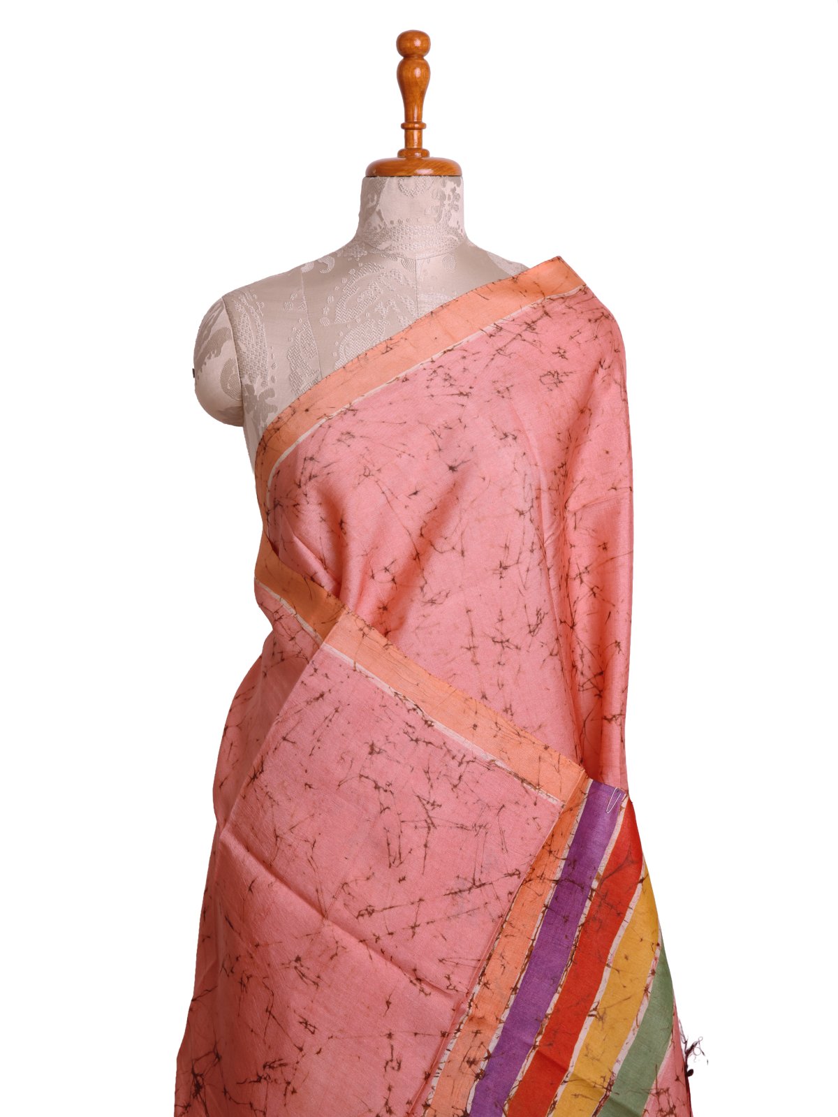 Pink Batik Printed Tussar Silk Saree 