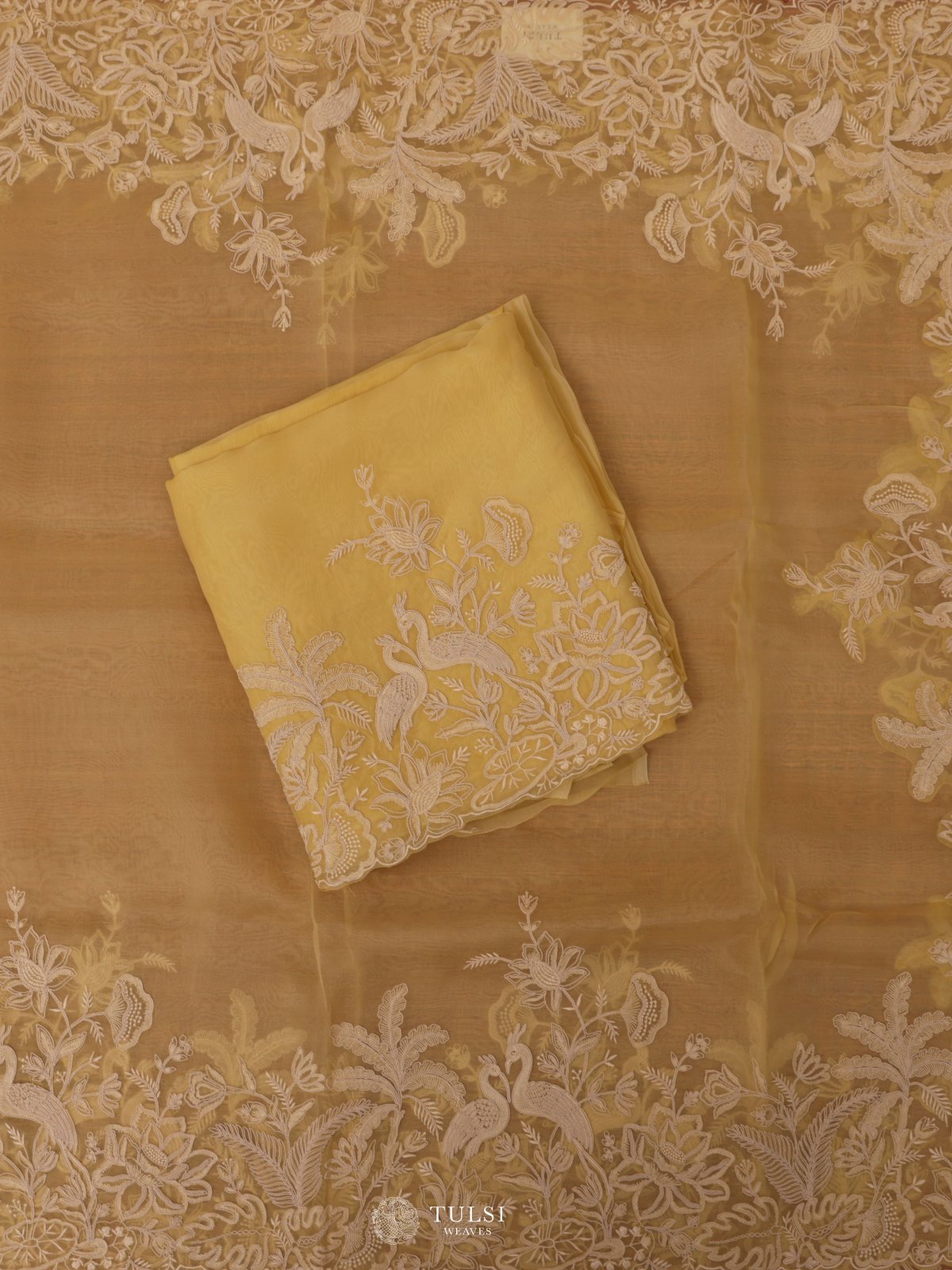 Lemon Yellow Organza Salwar Material