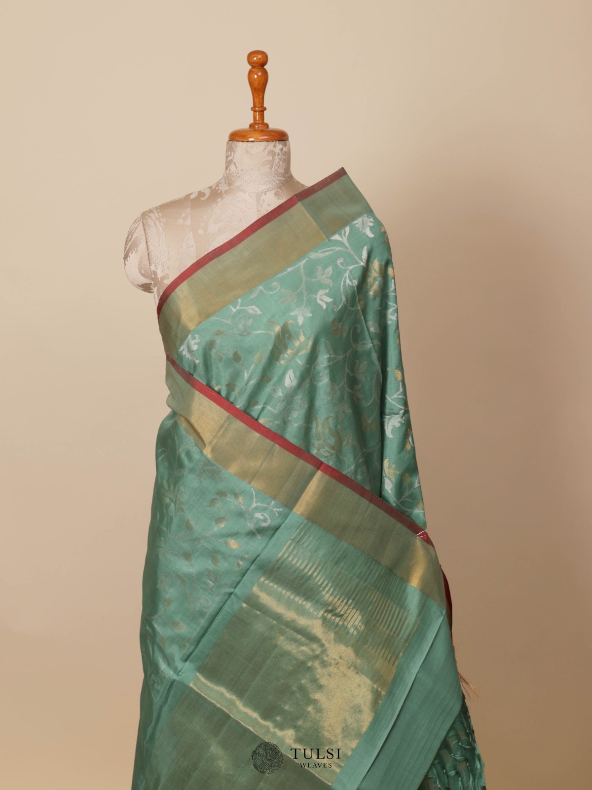 Light Turquoise Green Uppada Silk Saree