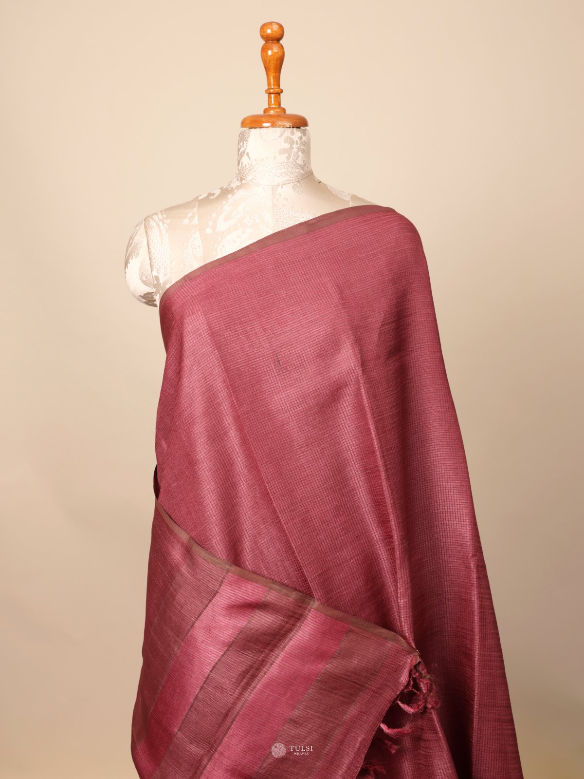 Pink Tussar Silk Saree