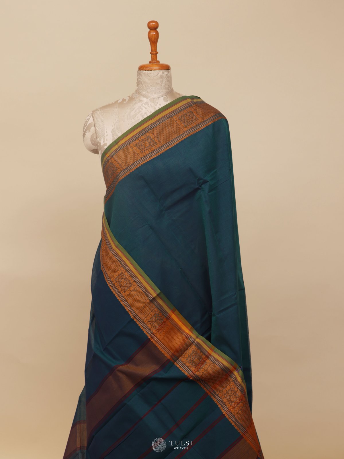 Peacock Blue Kanchi Cotton Saree