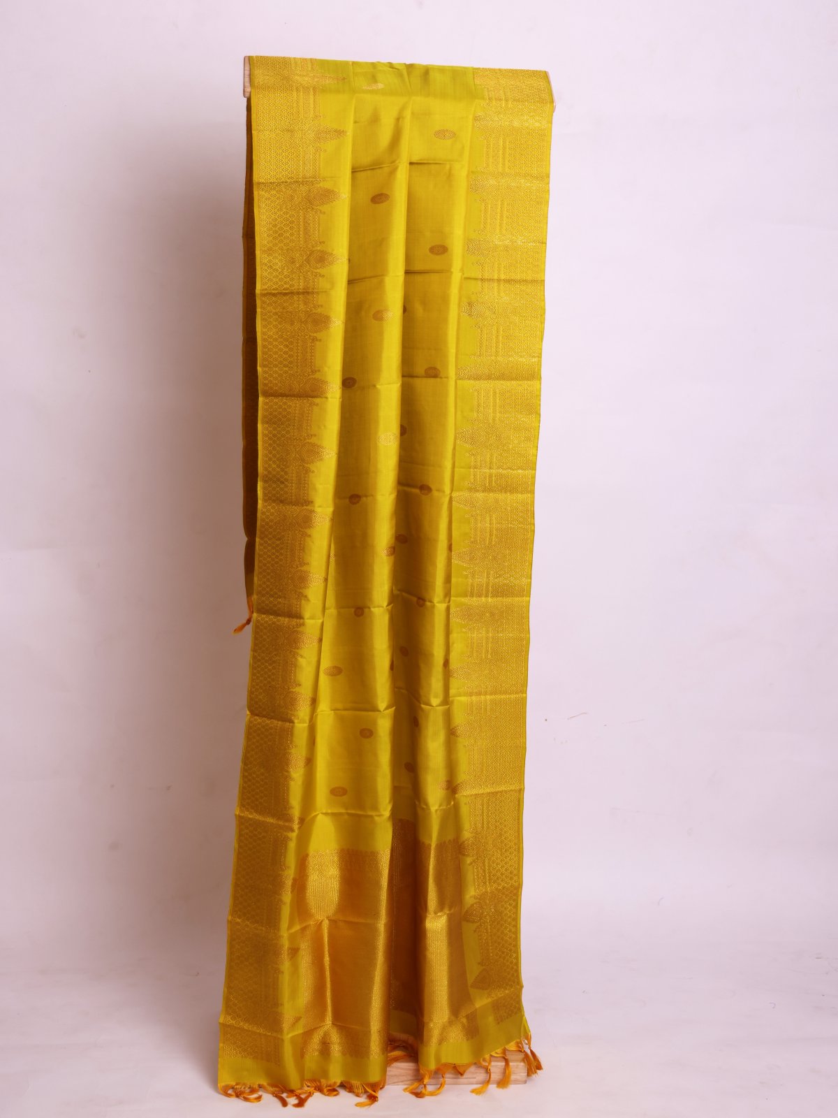 Greenish Yellow Kanjeevaram Silk Dupatta