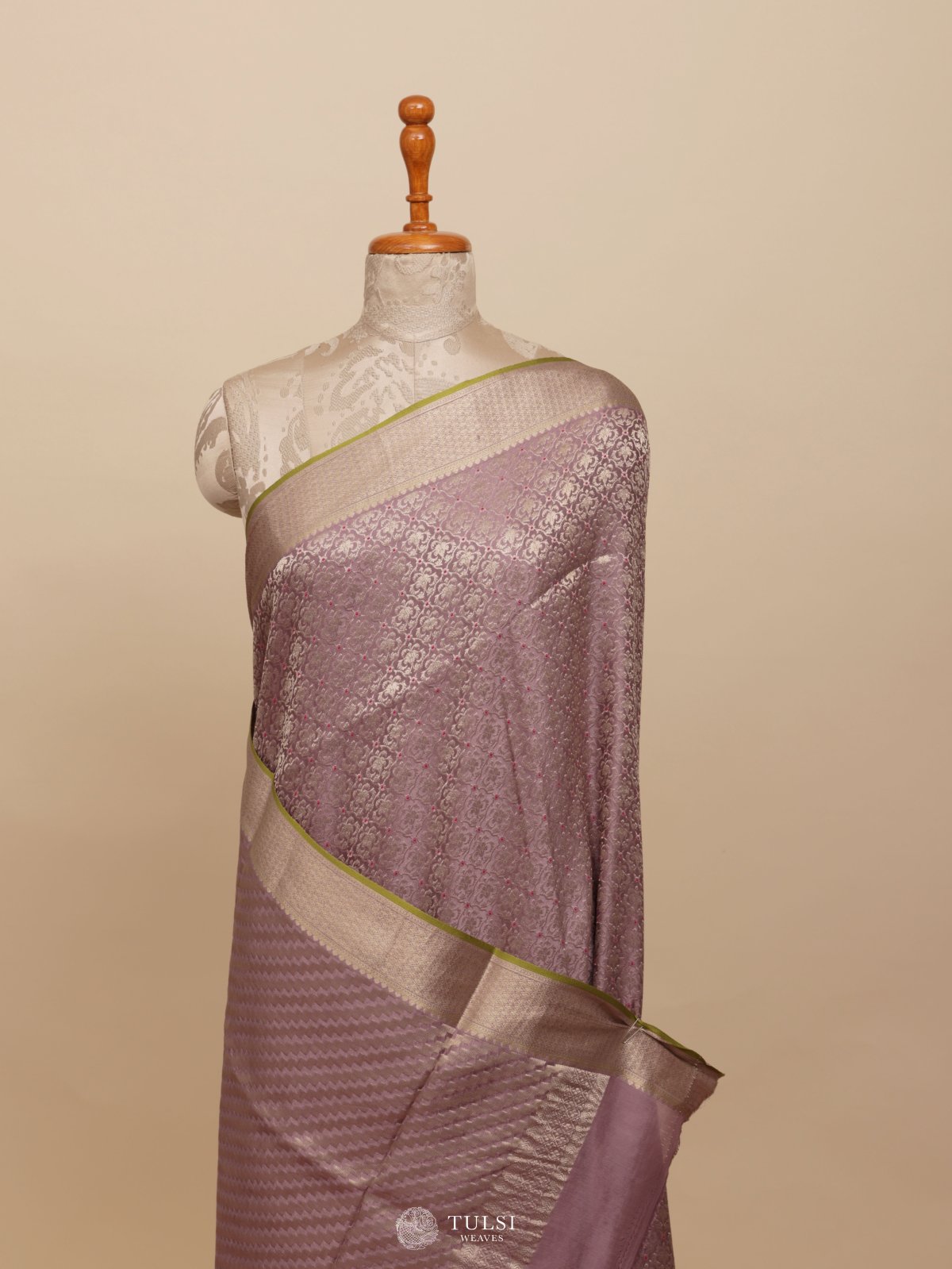 Light Lavender Banaras Crepe Silk Saree