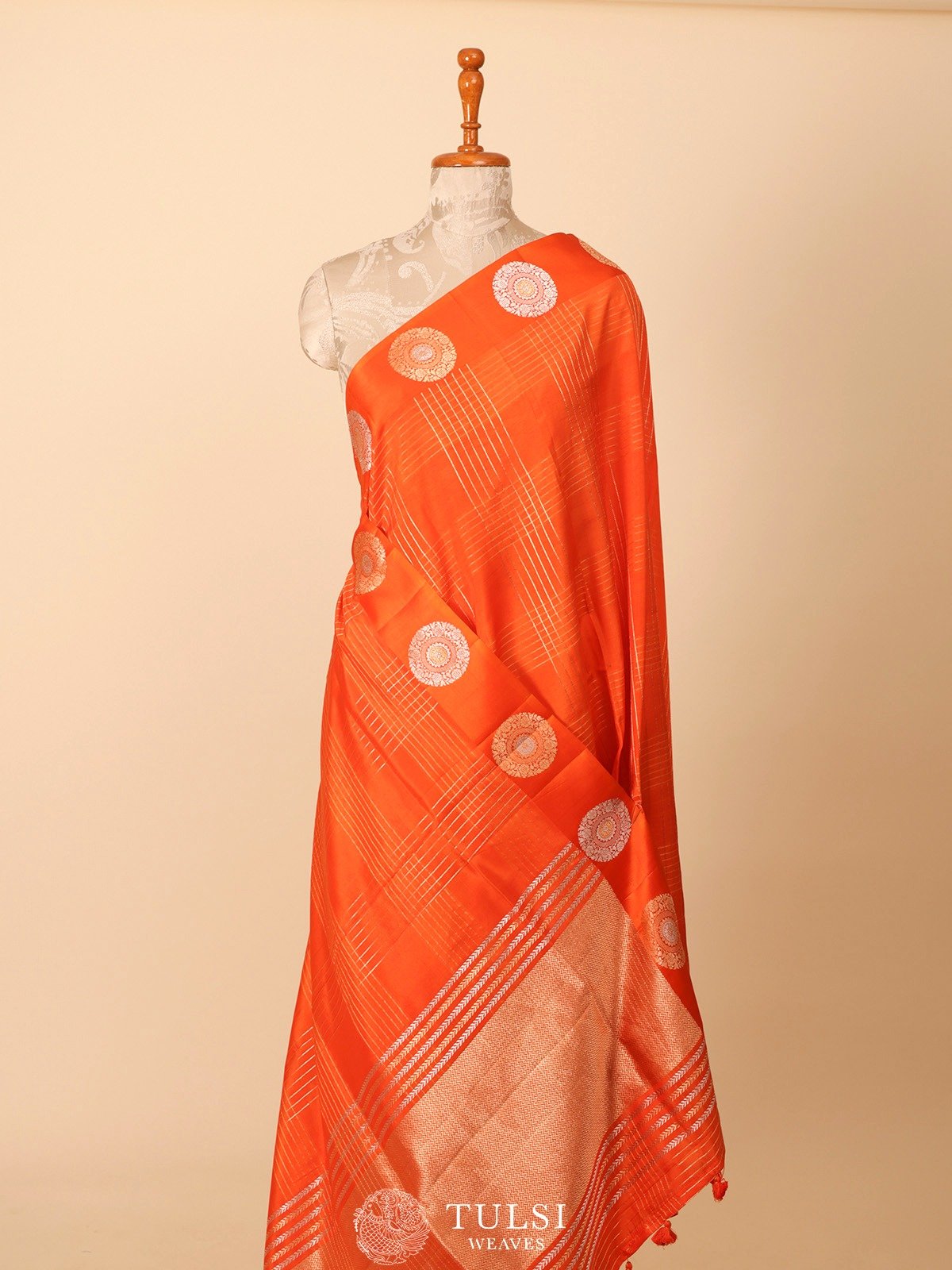 Orange Mashru Silk Saree