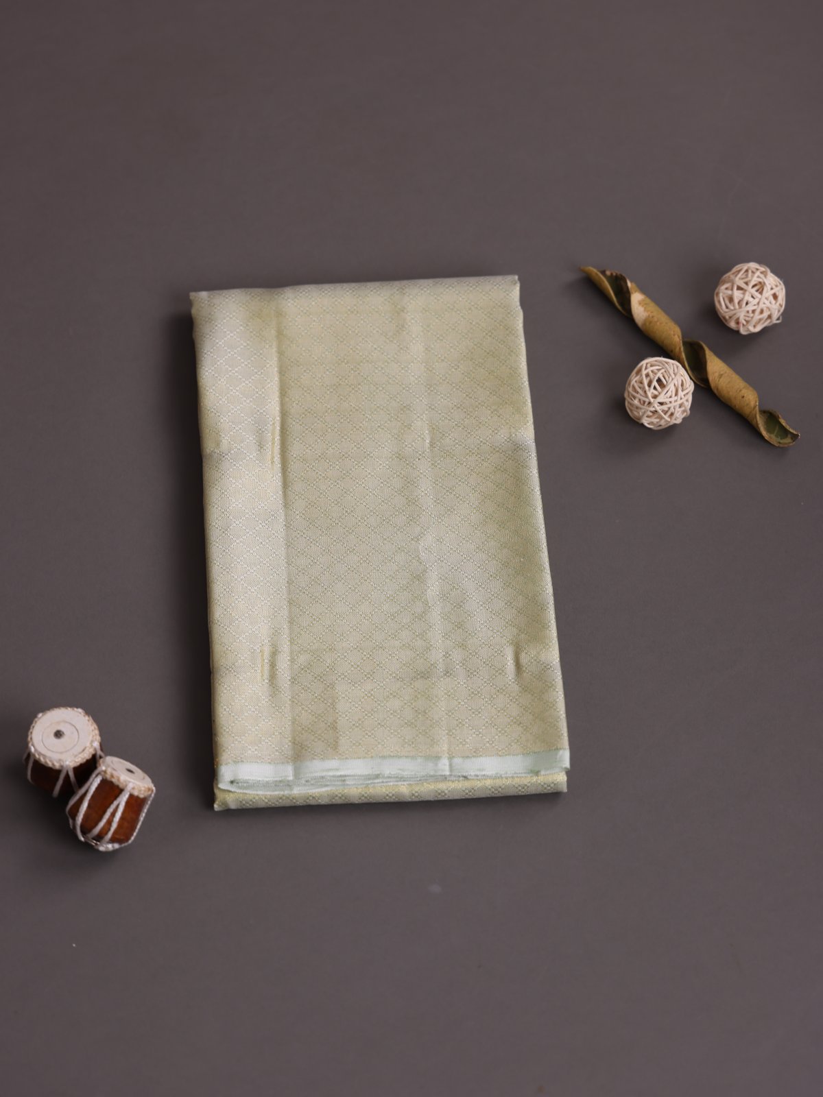 Pastel Green Silk Shirt Material With Zari Brocade
