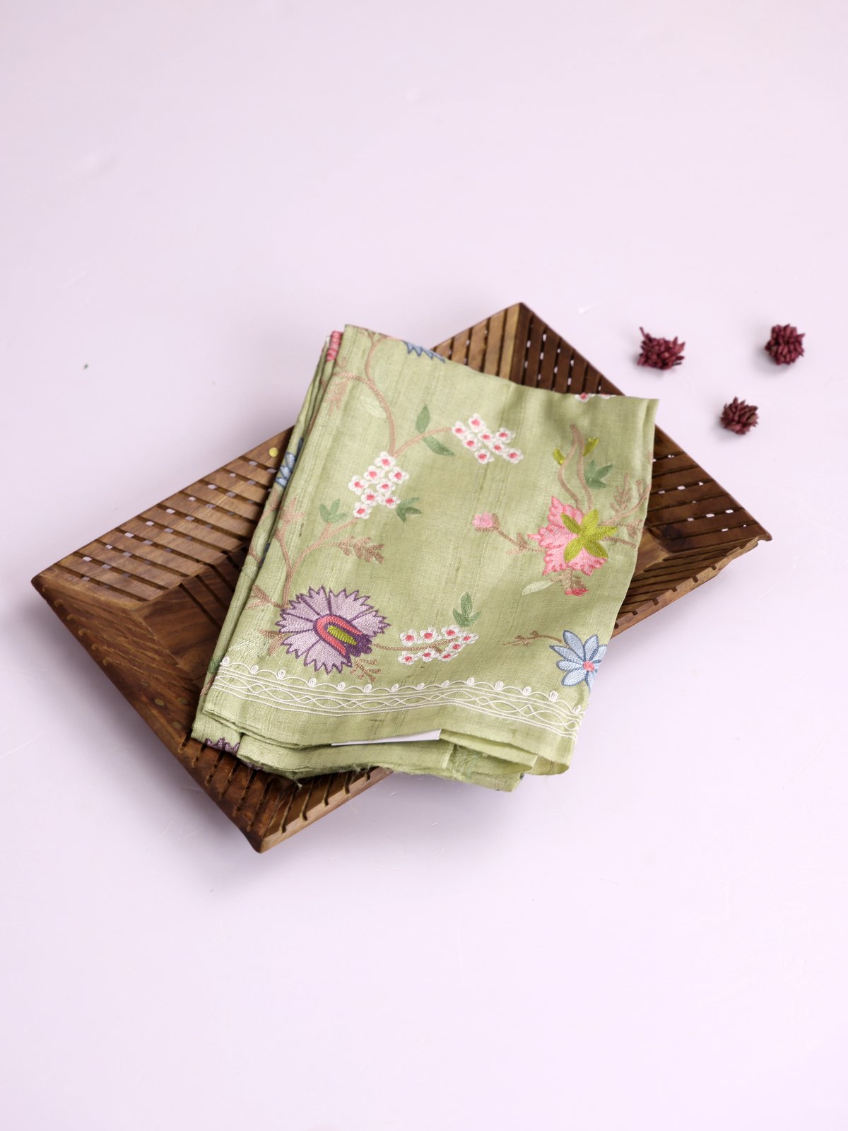 Sage Green Embroidered Tussar Silk Blouse