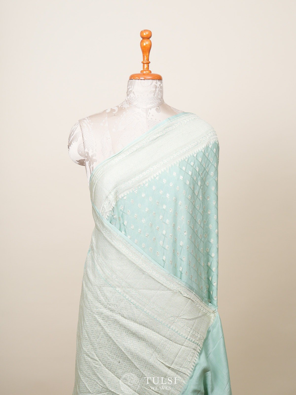 Pista Green Banaras Crepe Silk Saree