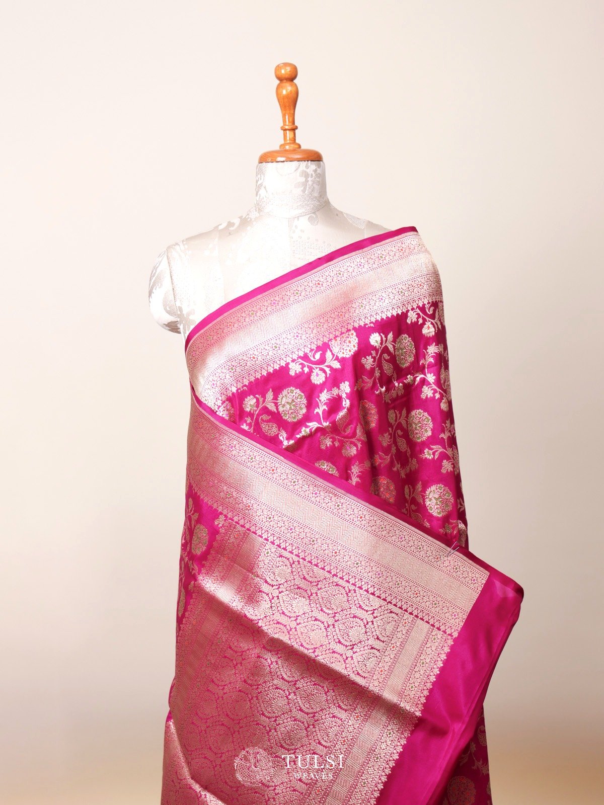 Rani Pink Banaras Silk Saree