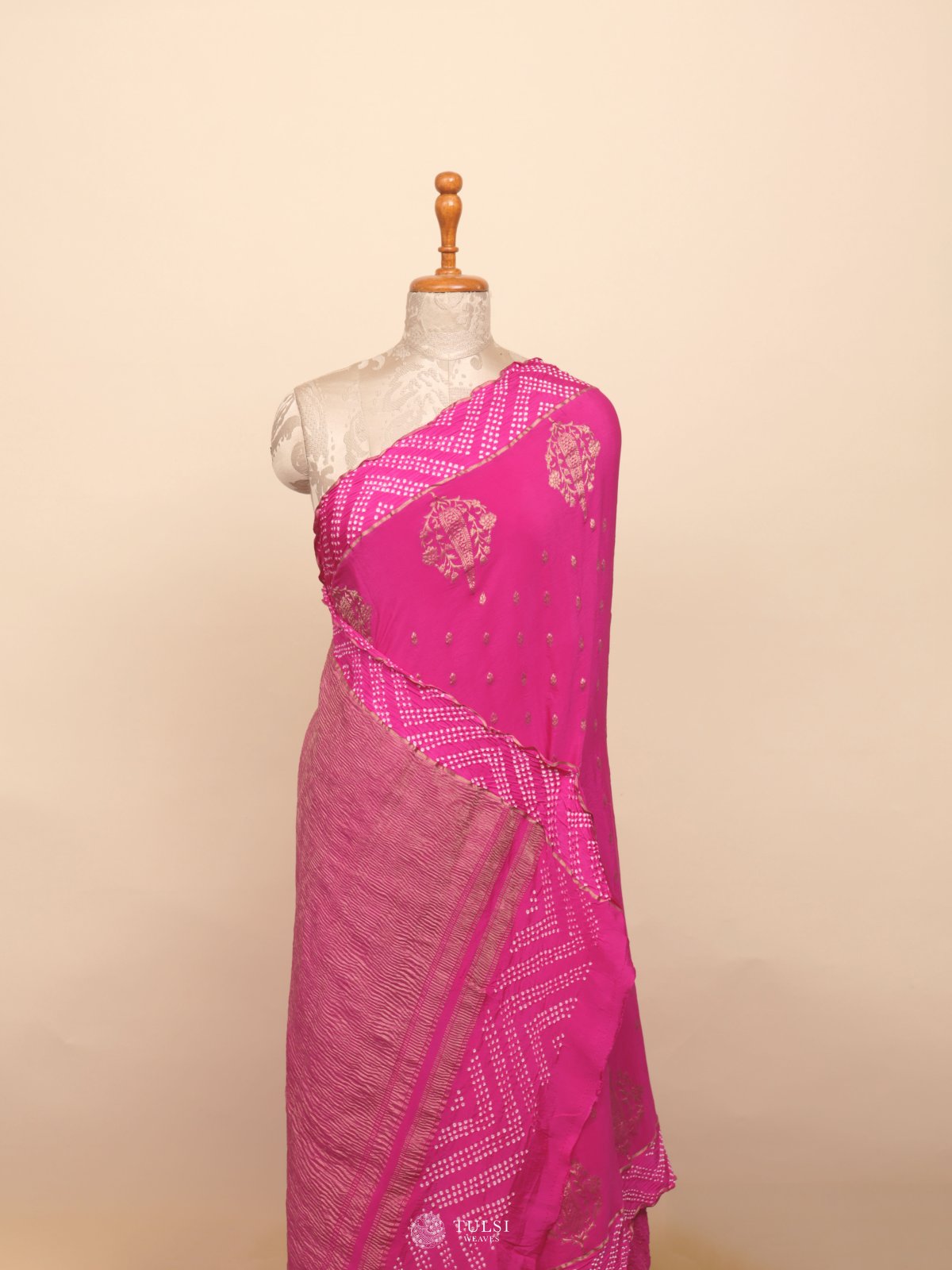 Pink Mashru Bandhini Silk Saree