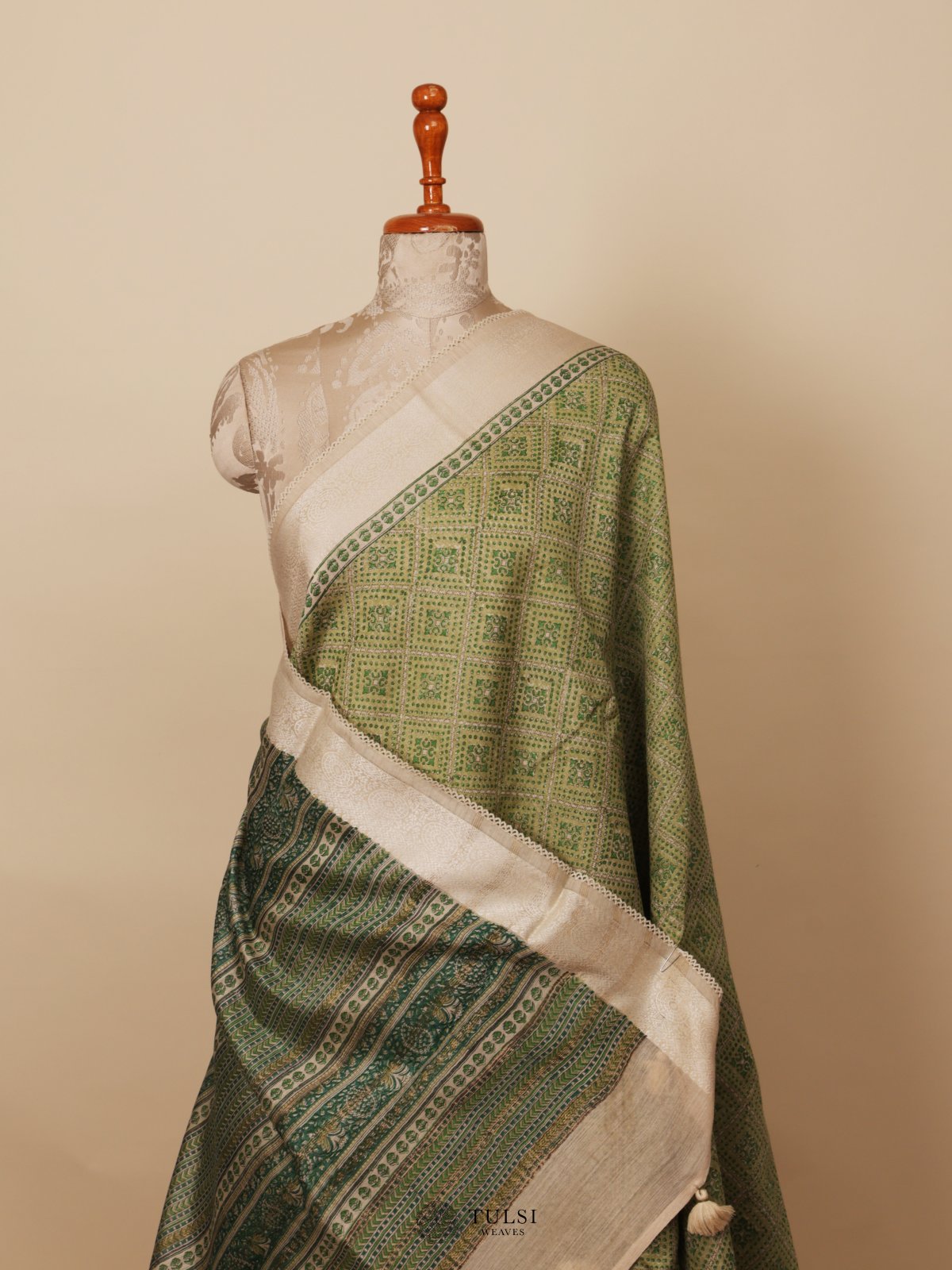 Green Munga Tussar Silk Saree