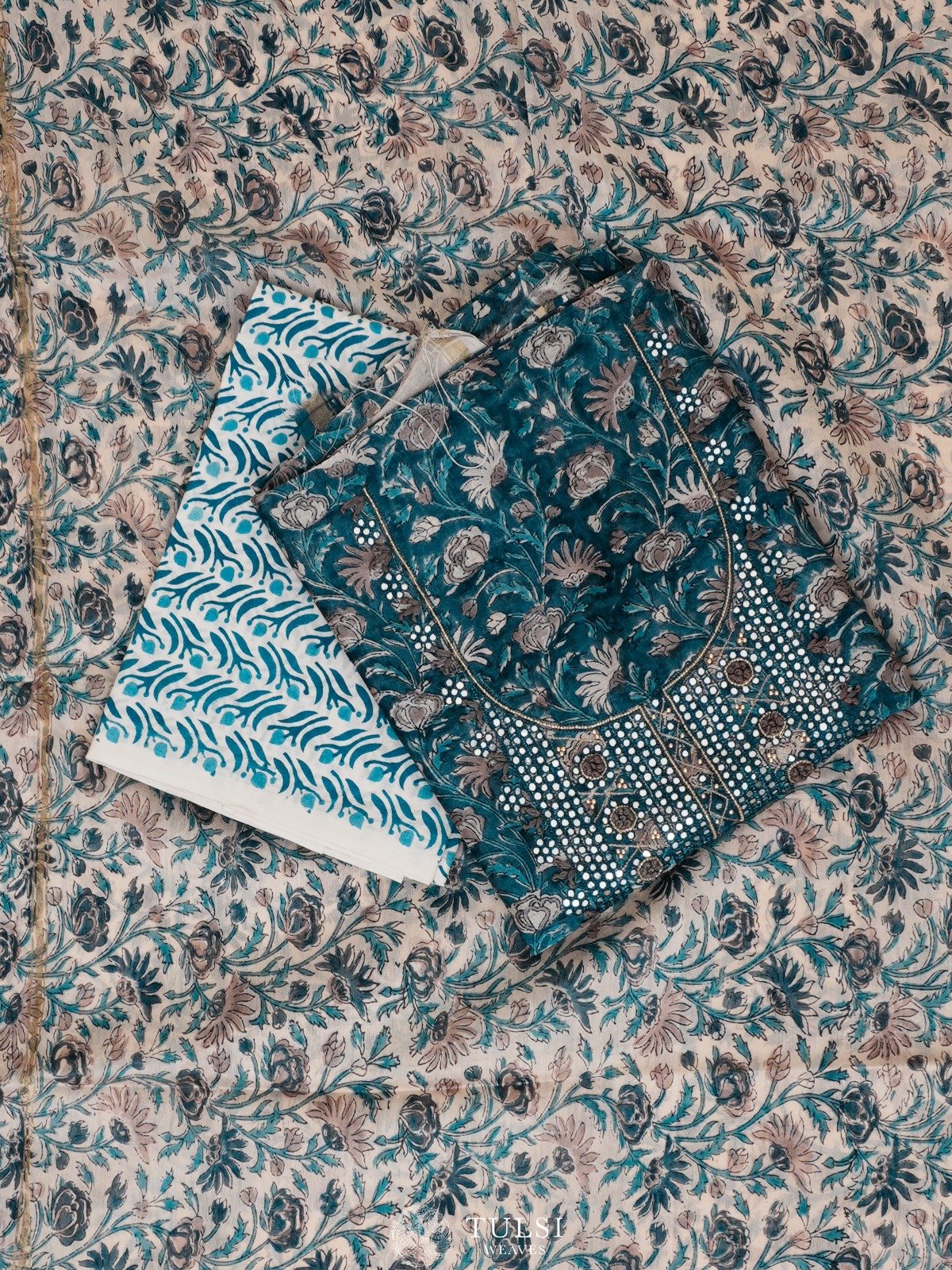 Blue Cotton Salwar Material