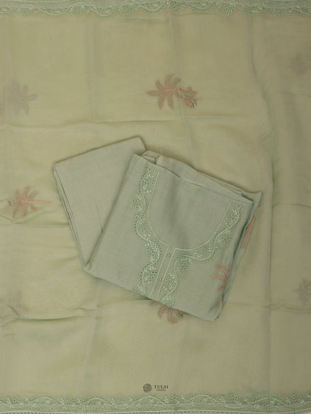 Light Green Chanderi Salwar Material