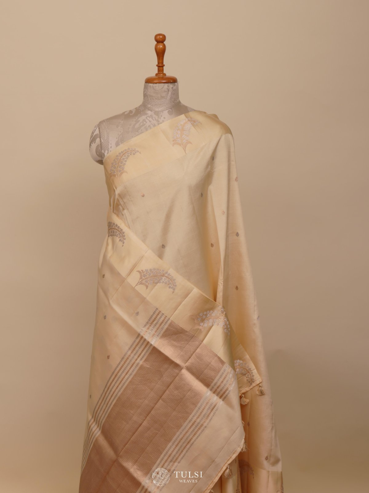 Off White Mashru Silk Saree