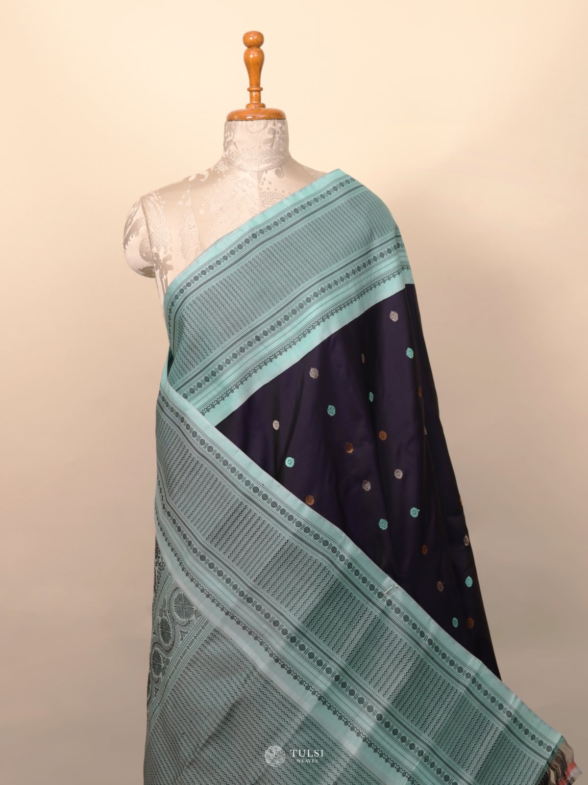 Teal Gadwal Silk Saree