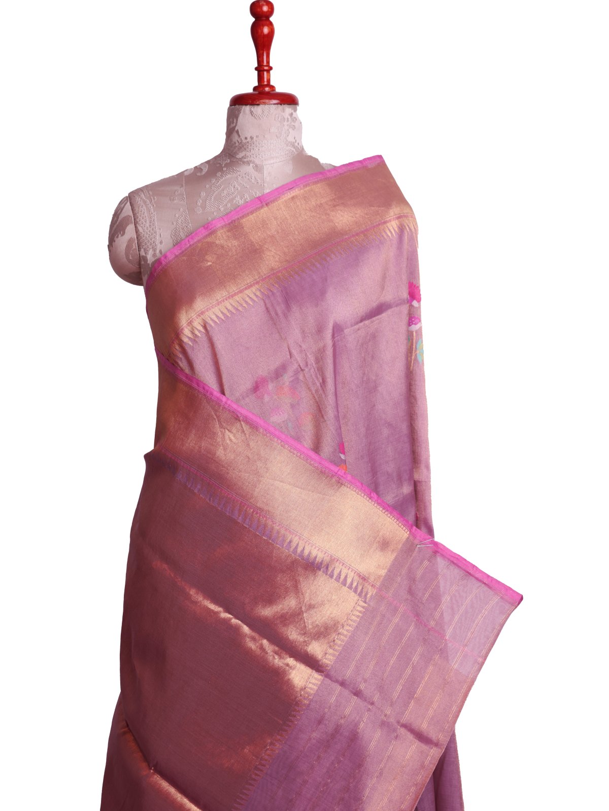 Mauve Banaras Tissue Cotton Saree